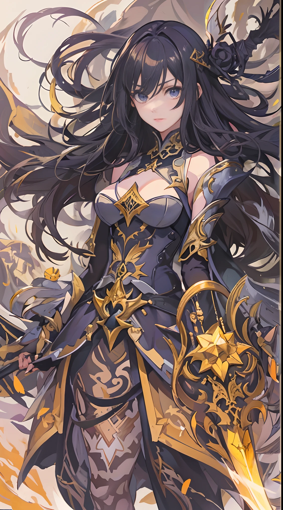 fantasy, 1angel_girl,child, loli,dark_color_hair, medium_bob_hair, long_bangs, halo,bare_shoulder,thighhighs,silver_armor, waist_armor, large_breasts,angry,smile,open_mouth1pair_wings, dynamic_ pose_fighting,floating, bare_crotch, covered_nipples, covered_pussy,headgear,gauntlet, greaves, pelvic_curtain, city_sky_background,slightly_spread_legs, solo, groin_naked,(masterpiece, best quality, best quality, official art, beautiful and aesthetic:1.2), (1 girl), very detailed,