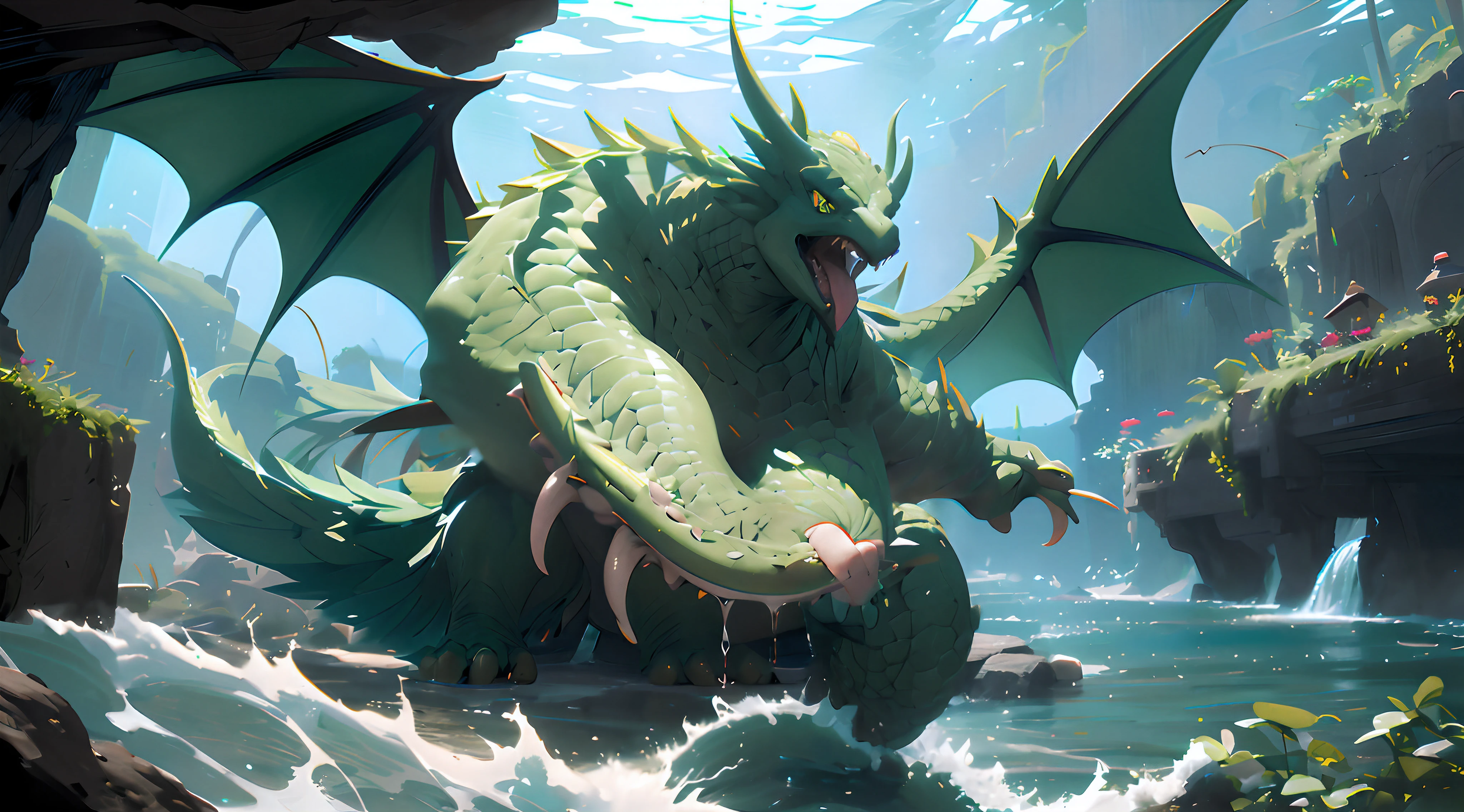 Add a dragon claw,As if breaking out of water