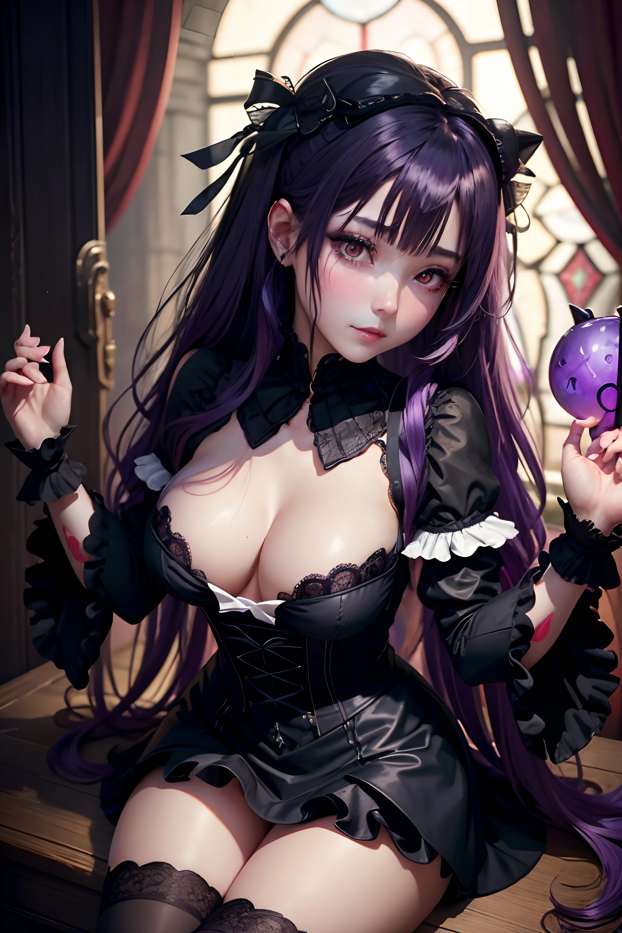 A sexy、Glamour、A slight smil、garterbelts、knee high socks、panthyhose、Beautifying the world、Unhappy、Lament my night's fantasy、Beautie、Beautiful shape、wretched、ghosts、wraiths、Evil Spirit、Beautiful、boredom、Unusual beauty、Bewitching、Fornication、Hard Dark Gothic Makeup、Maniacal、Deep night sky、horor、twin-tail hair、Black Dark Eyeshadow、Visual Lock、slaves、crying how bright、mourn、Sad songs、Good skin luster、Lace pink、Long hair straight hair、Dark Gothic Makeup、Dark smile、An abnormal、Restless Palace、Kamimei、Pleasant look、Fragrant beauty、Smell、lovely、Kiss Face、age19、carriage、Lying、seductiv、look down from above、 plump thighs、Strong sexual pleasure、masturbation、A look of shame、open your legs a little、maid clothes、Dark Gothic、Gothic Long Dress、Gothic lolita、toilet、Toilet room、bath room、Get on your knees、Purple hair、Masturbation、bell sleeves、Wizard Sleeve、Obscene look、Stained glass background、Thigh to face angle、