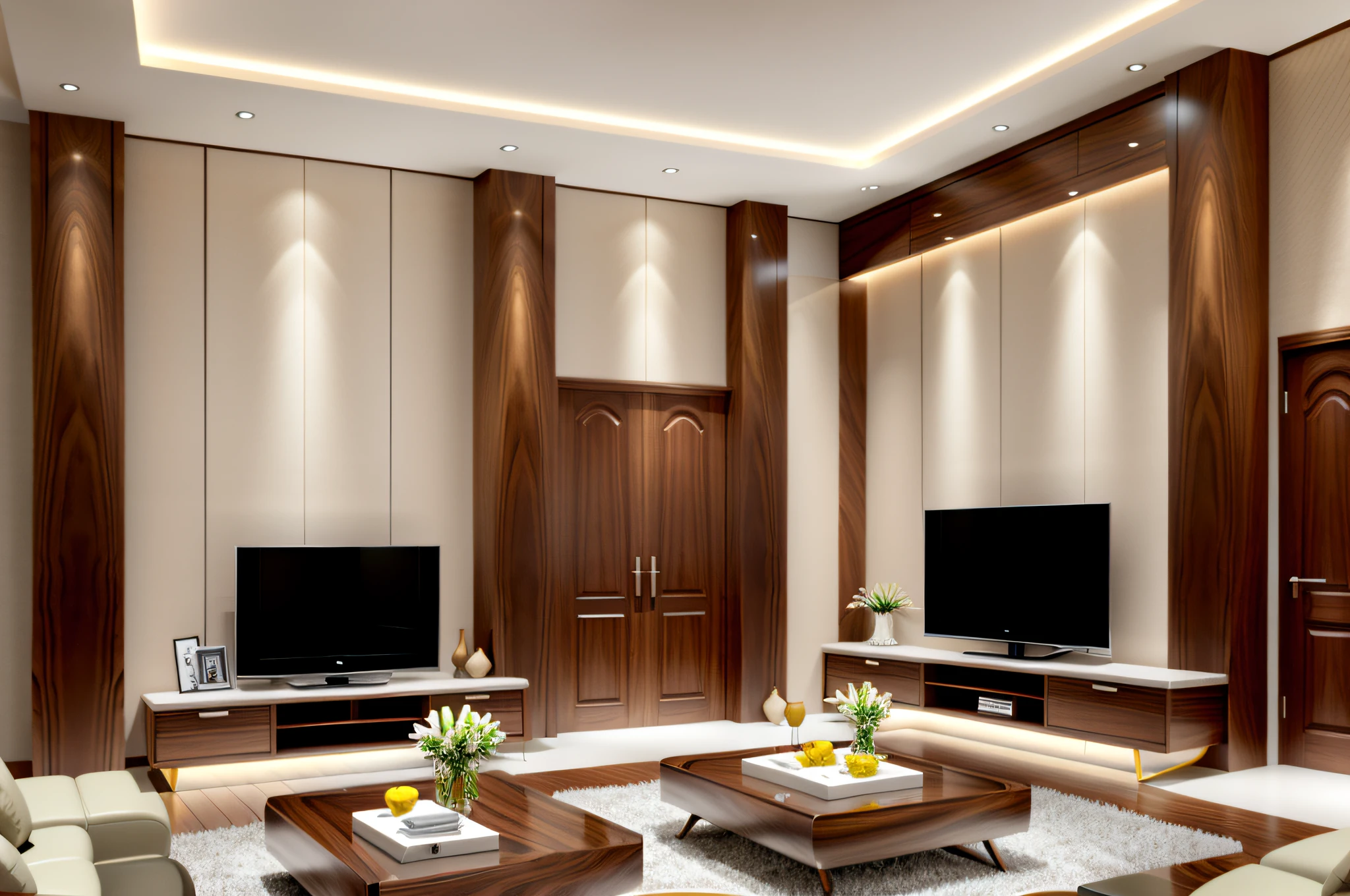 luxury modern interior design, walnut_furniture