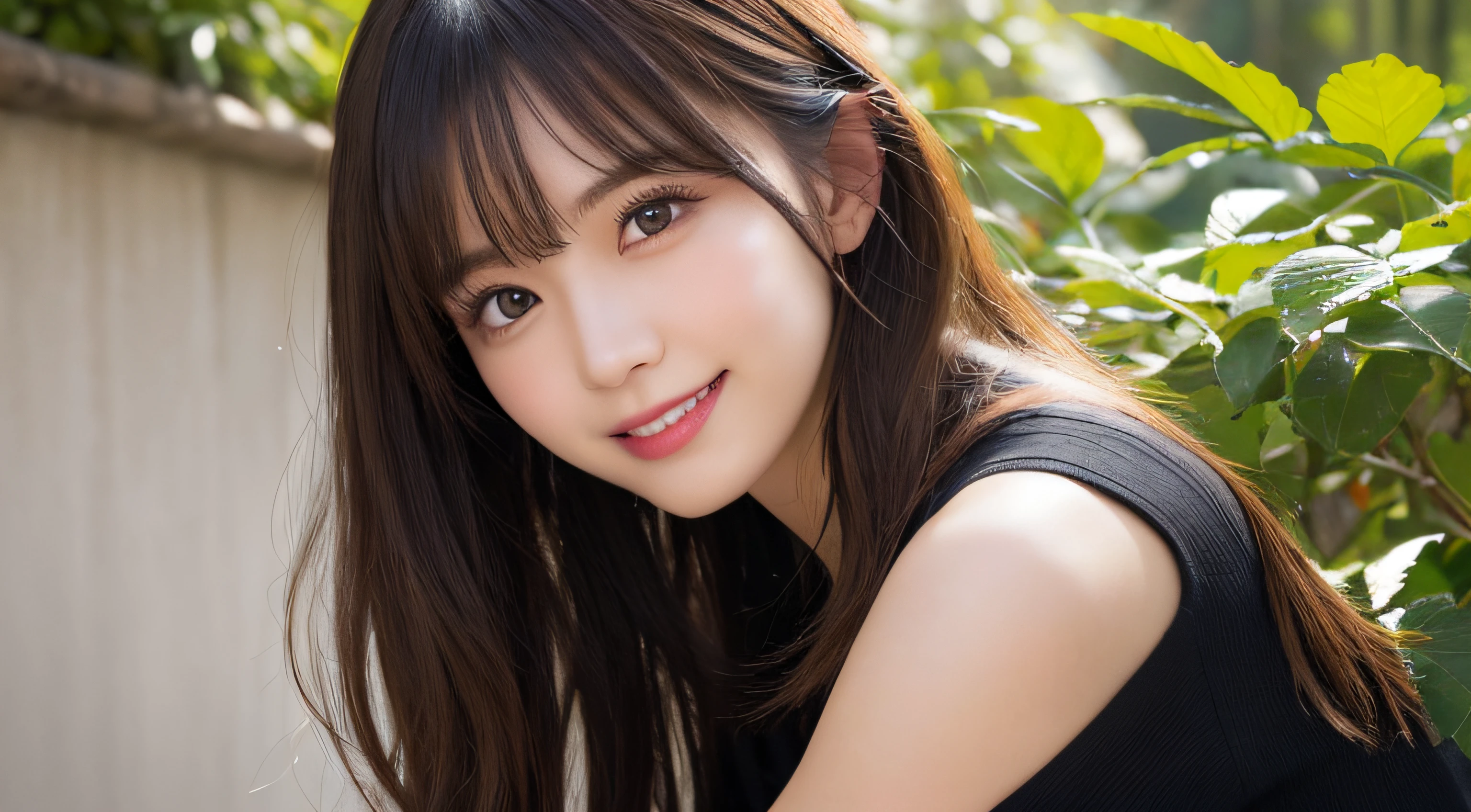 (highest quality,masterpiece:1.3,ultra high resolution),(Super detailed,caustics,8K),(realistic:1.4,RAW shooting),18-year-old,cute,japanese idol,Black hair half-up,Looking at camera with a smile,squatting position,big breasts,Full body nude,beautiful nipples,(flower garden),(low position:1.2),(Low - Angle:1.2),(face focus:1.2),(close up of face:1.2),Natural light,(Lens flare),