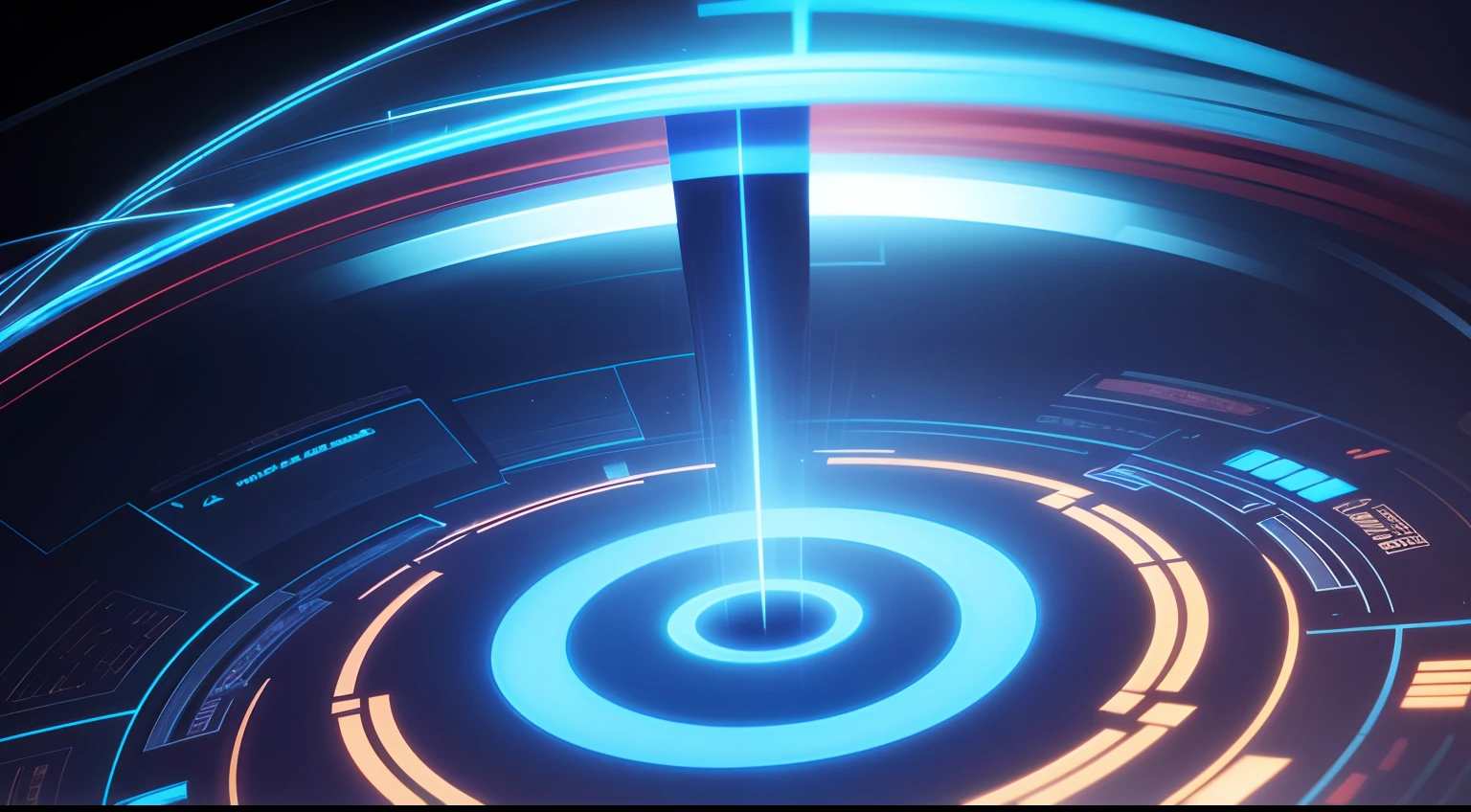 blue abstract background with a circular design, objective abstraction, quantum wavetracing, future tech, circuitry