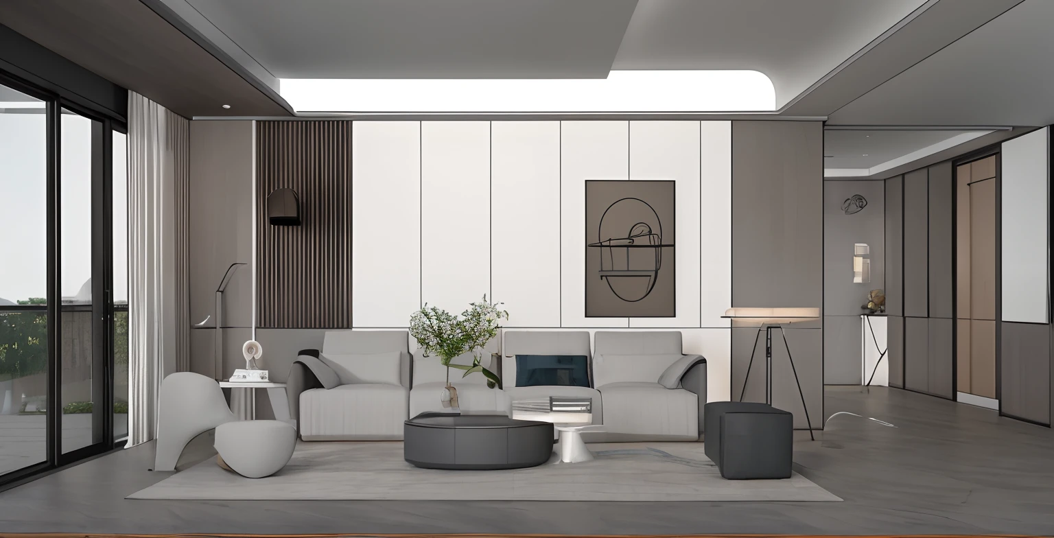 RAW photo,Masterpiece, high quality, best quality, authentic, super detail, interior color litght. 
a rendering of a living room with a couch, chair, table and lamp, rendered in enscape, in style of 3d render, concept eclectic, detailed rendering, interior living room, inspired by Reinier Nooms, low details and clean lines, insanely detailed rendering, enscape render, furniture concept photo!!, very detailed render, detailed 3d render
minimalist modern lines,
(day:1.1), vivid colour, vray