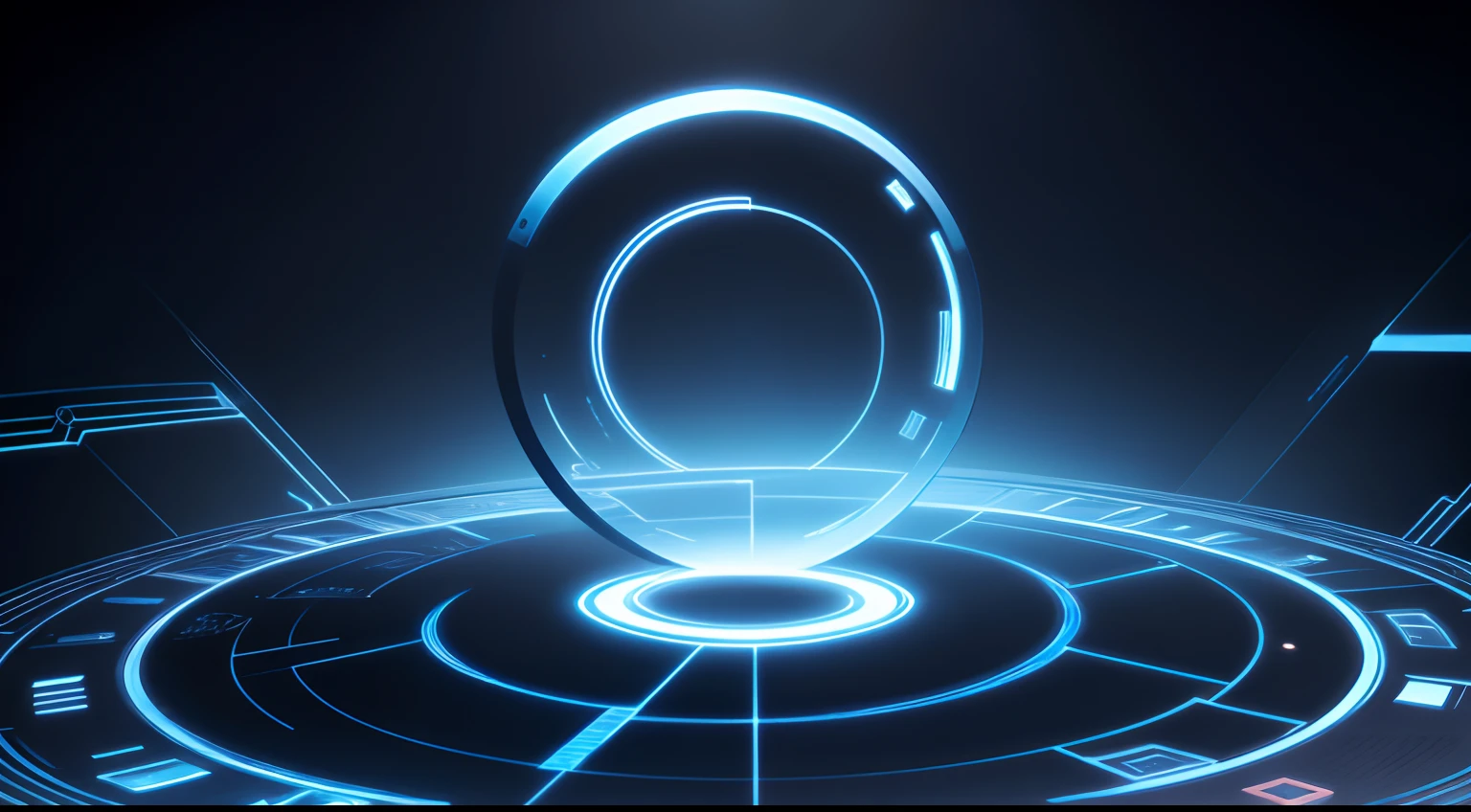 blue abstract background with a circular design, objective abstraction, quantum wavetracing, future tech, circuitry