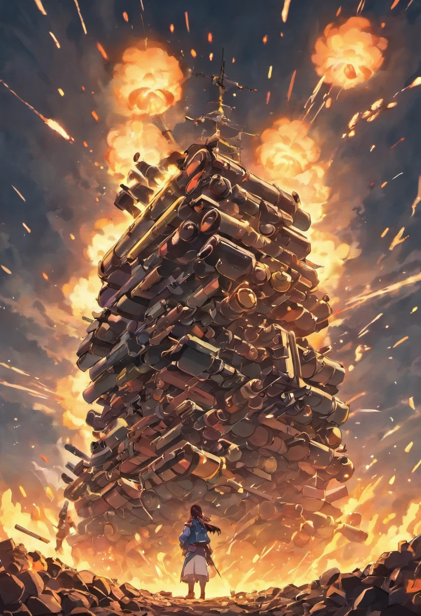 battle field decoration Cannon smoke bullets cannonballs tank