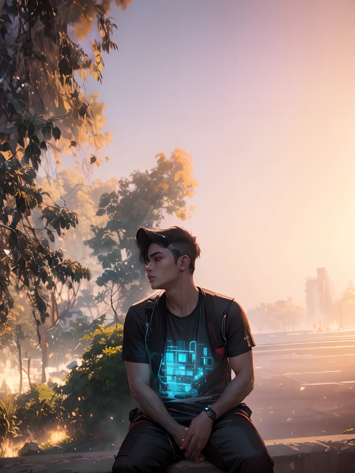 Change baground cyberpunk handsome boy realistic face 8k ultra realistic face