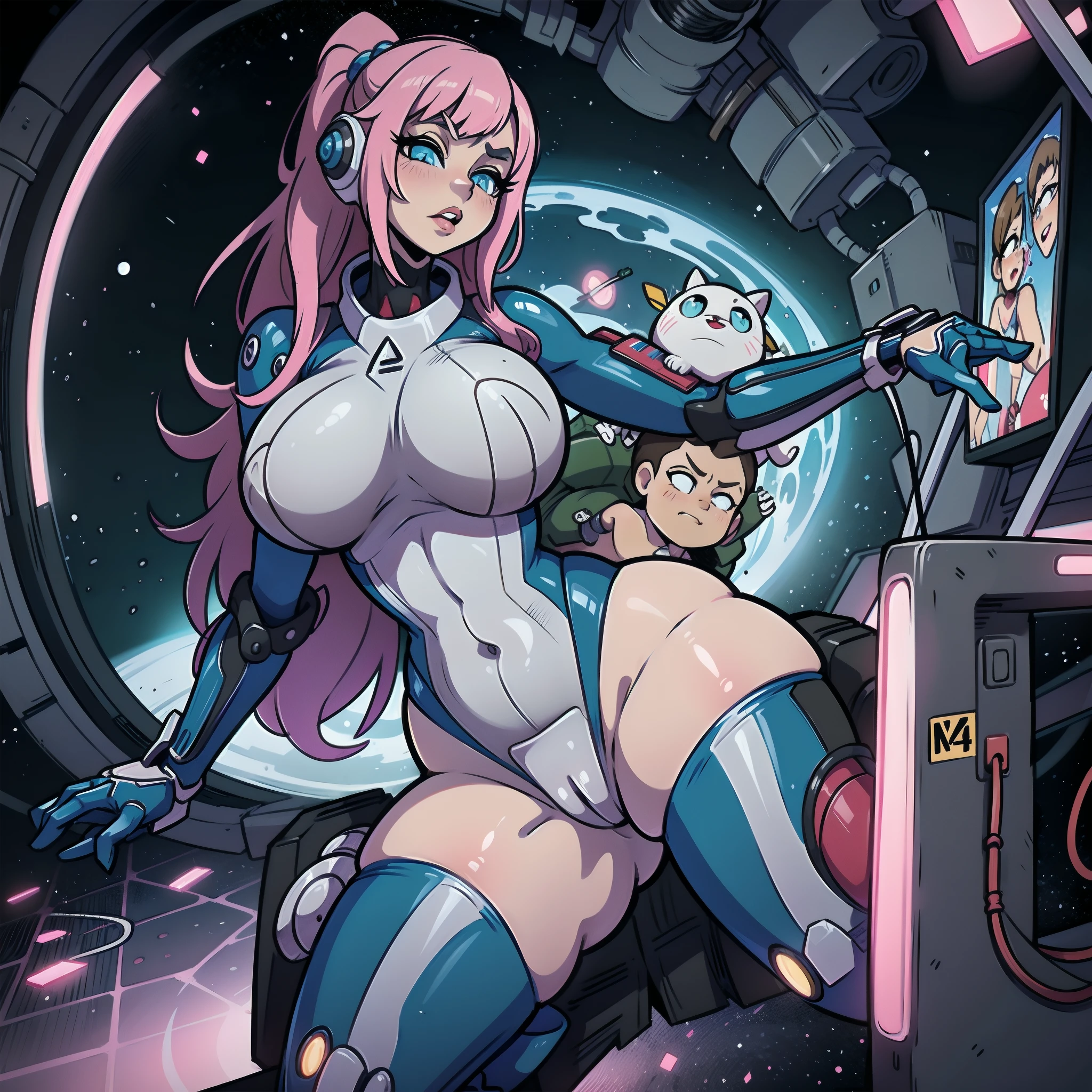pink sea captain hat, superhero costumes, futuristic space adventure, anime girl in uniform posing in a space station, oppai cyberpunk, thicc, (sfw) safe for work, seductive anime girl, extremely detailed artgerm, Cartoonish, [ 4 k digital art ]!!, cutesexyrobutts, best anime 4k konachan wallpaper, detailed digital anime art, biomechanical oppai, range murata and artgerm