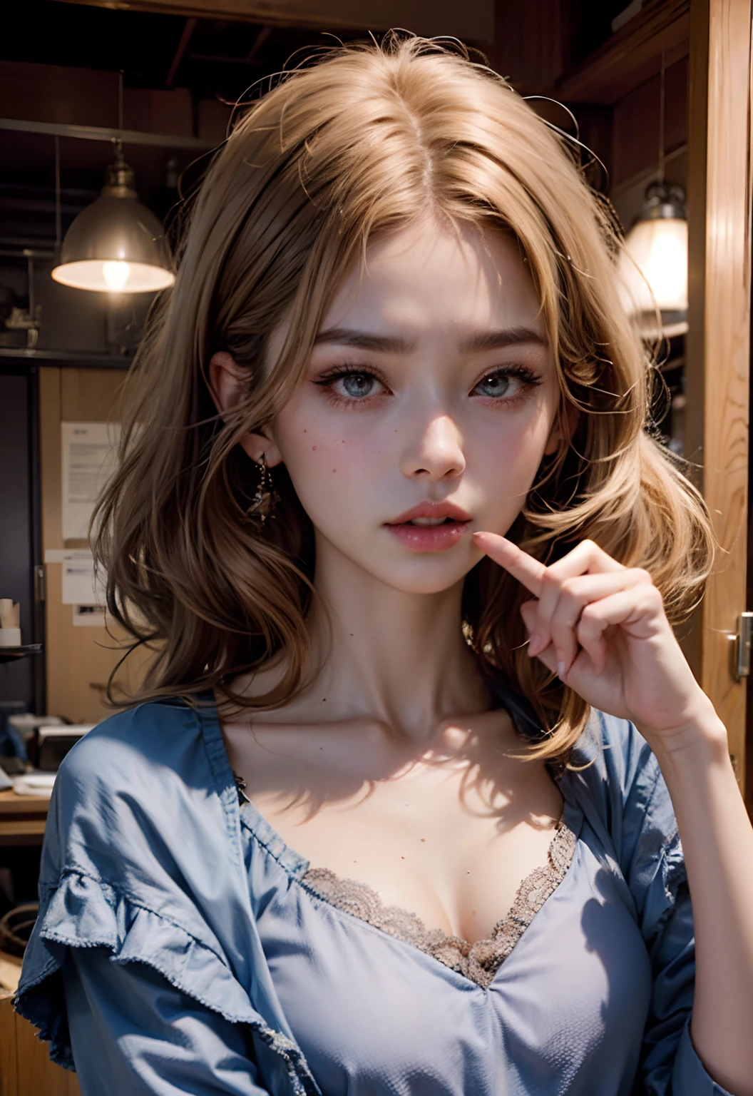 thin lipss、closes mouth、Lift the corners of the eyes、Raise the corners of your mouth and sneer、irate、Downplay your audience、Insulting viewers、eye brows up