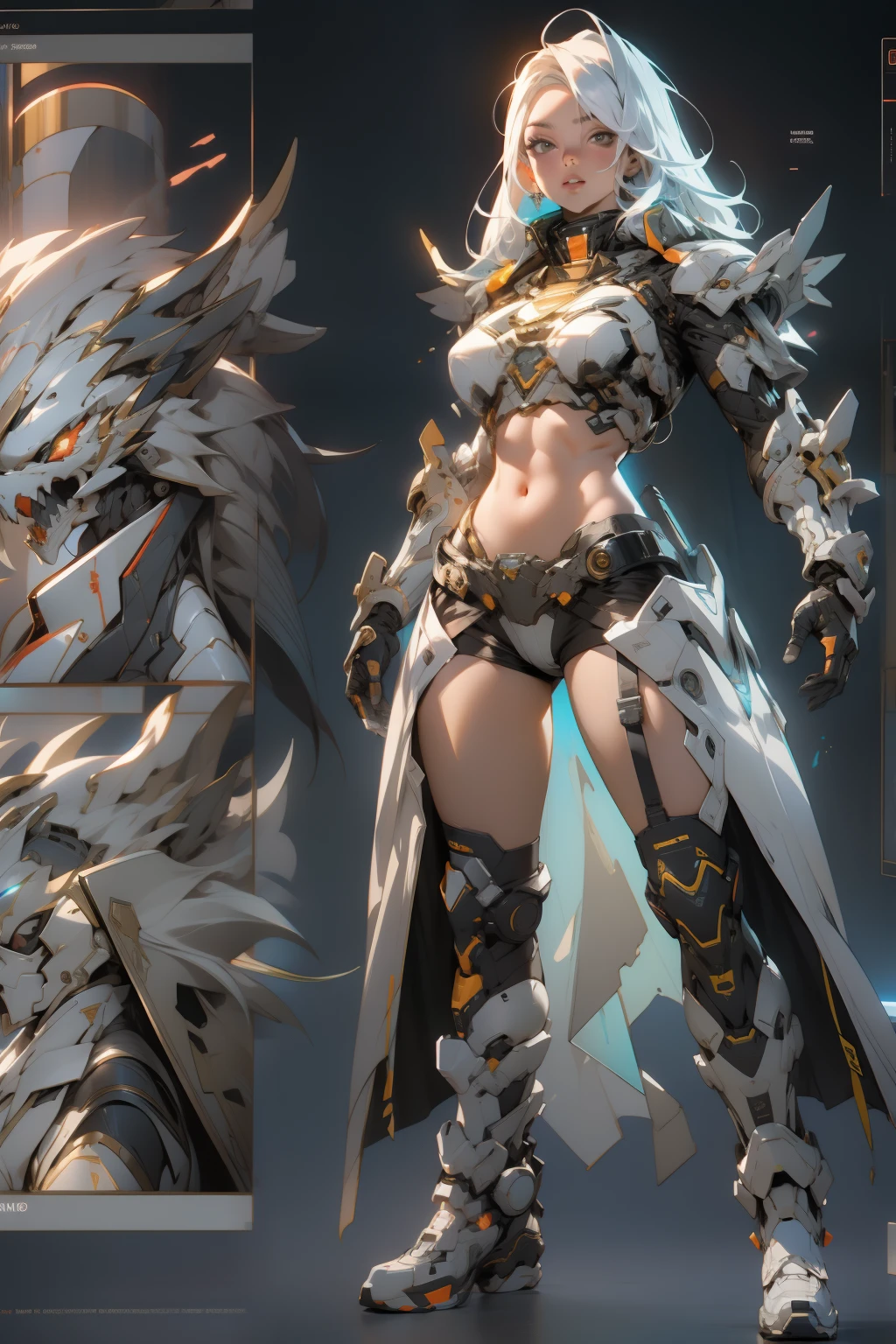 (((full body))), (((standing))), (((adult woman))), ((Best quality)), ((masterpiece)), (detailed: 1.4), (Absurd), 35-year-old adult woman warrior with micro thong in the style of Simon Bisley, 2 piece clothing, long white hair, tattoo on the arms, cybernetic hand, pastel, centered, scale to fit the dimensions, HDR (High Dynamic Range),Ray Tracing,NVIDIA RTX,Super-Resolution,Unreal 5,Subsurface dispersion, PBR texture, Post-processing, Anisotropic filtering, Depth of field, Maximum clarity and sharpness, Multilayer textures, Albedo and specular maps, Surface shading, Accurate simulation of light-material interaction, Perfect proportions, Octane Render, Two-tone lighting, Wide aperture, Low ISO, White balance, Rule of thirds, 8K RAW