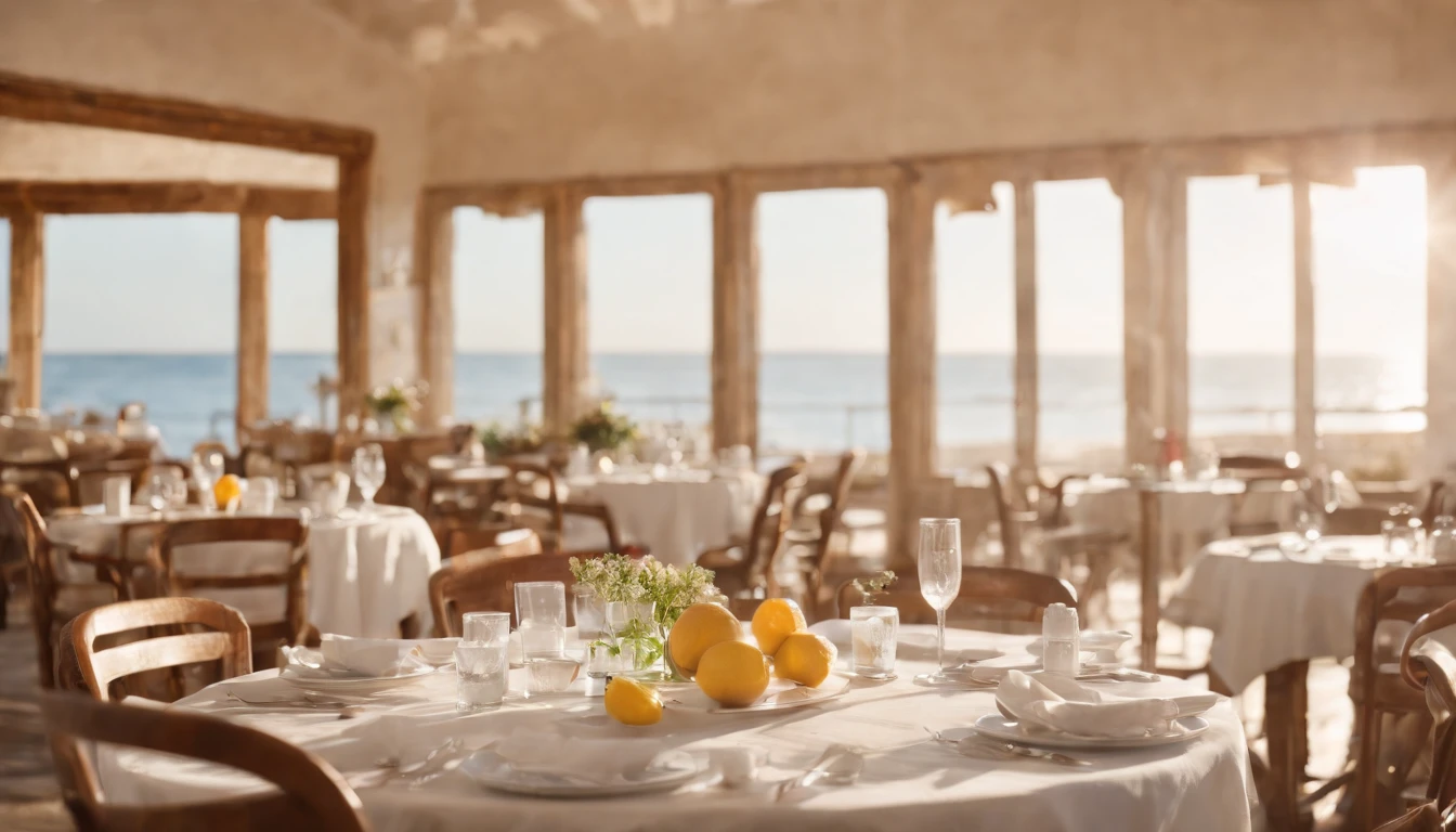 Summer morning,Soft sunlight,An old restaurant by the sea,Good morning,Start a good day,Take Off Today