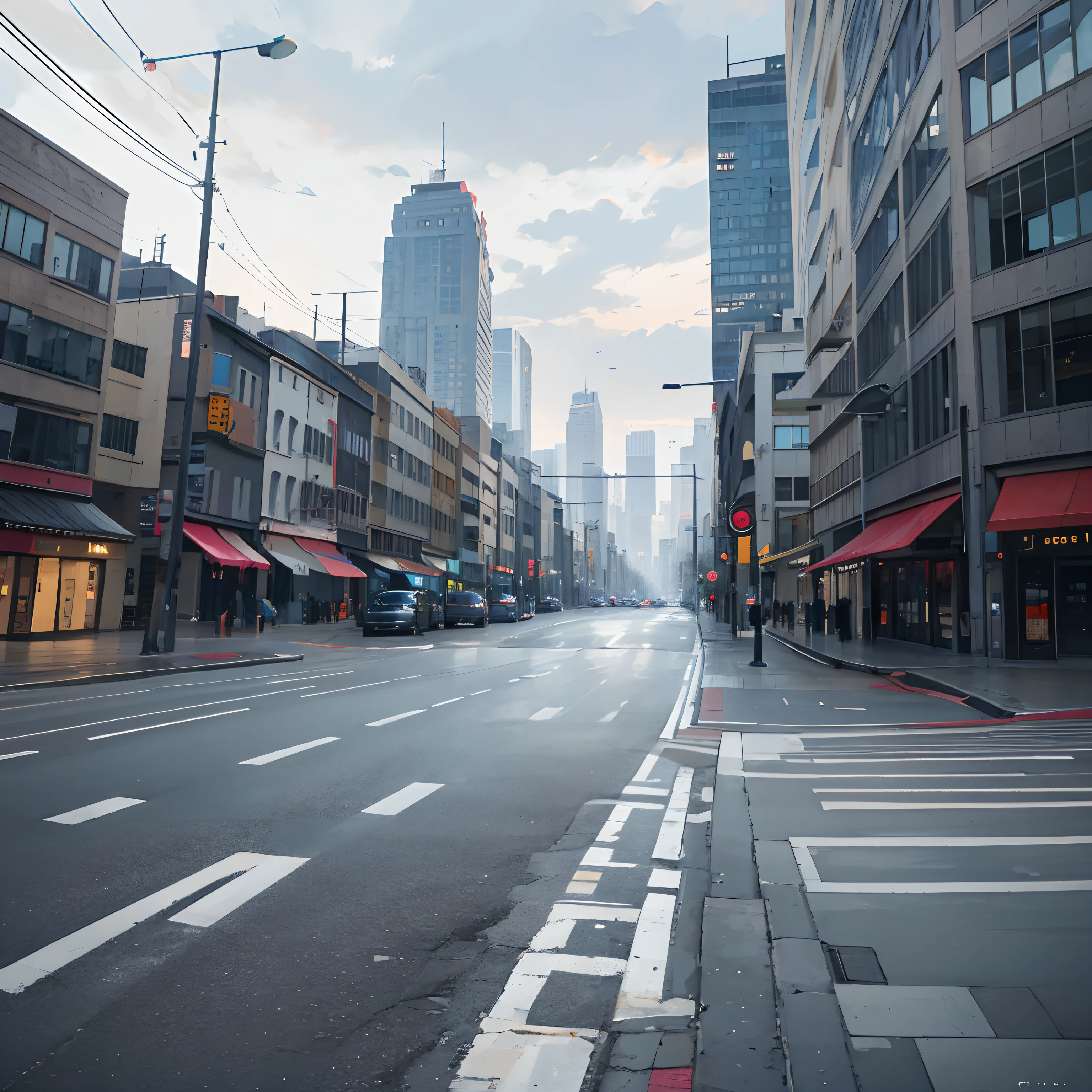 Beautiful city scene, street, gray city, ultra sharp, hd, 8k, manners, beauty, cuteness, beautiful and attractive city, gray sky, roads