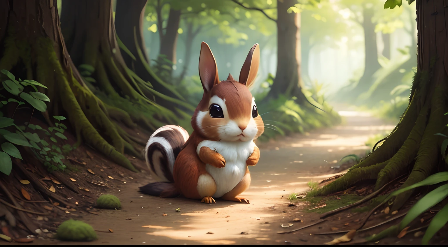 Rich in nature　bunny rabbit　a squirrel　a bird