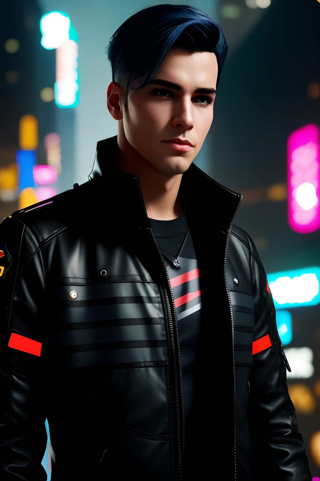 Change beckgroung  cyberpunk handsome boy . realistic face 8k ultra realistic