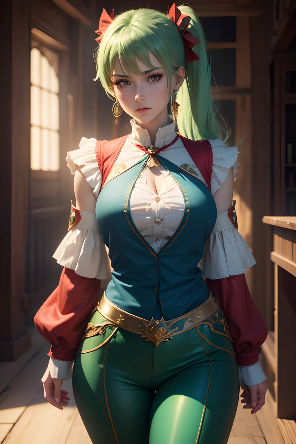 Elf hunter blonde, detailed, 1 girl, beautiful, 8k, artwork, ultra realistic, medieval fantasy, medieval clothes, short green dress, sitting, open legs, panties, panties appearing, white panties, upskirt, cameltoe, thong, pantyshot