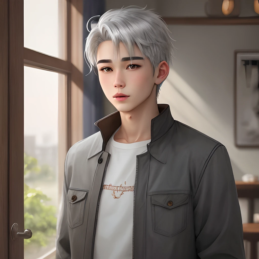 Boy with gray hair