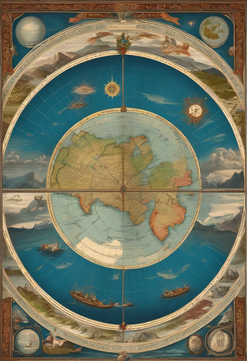 flat earth map, detailed image.
