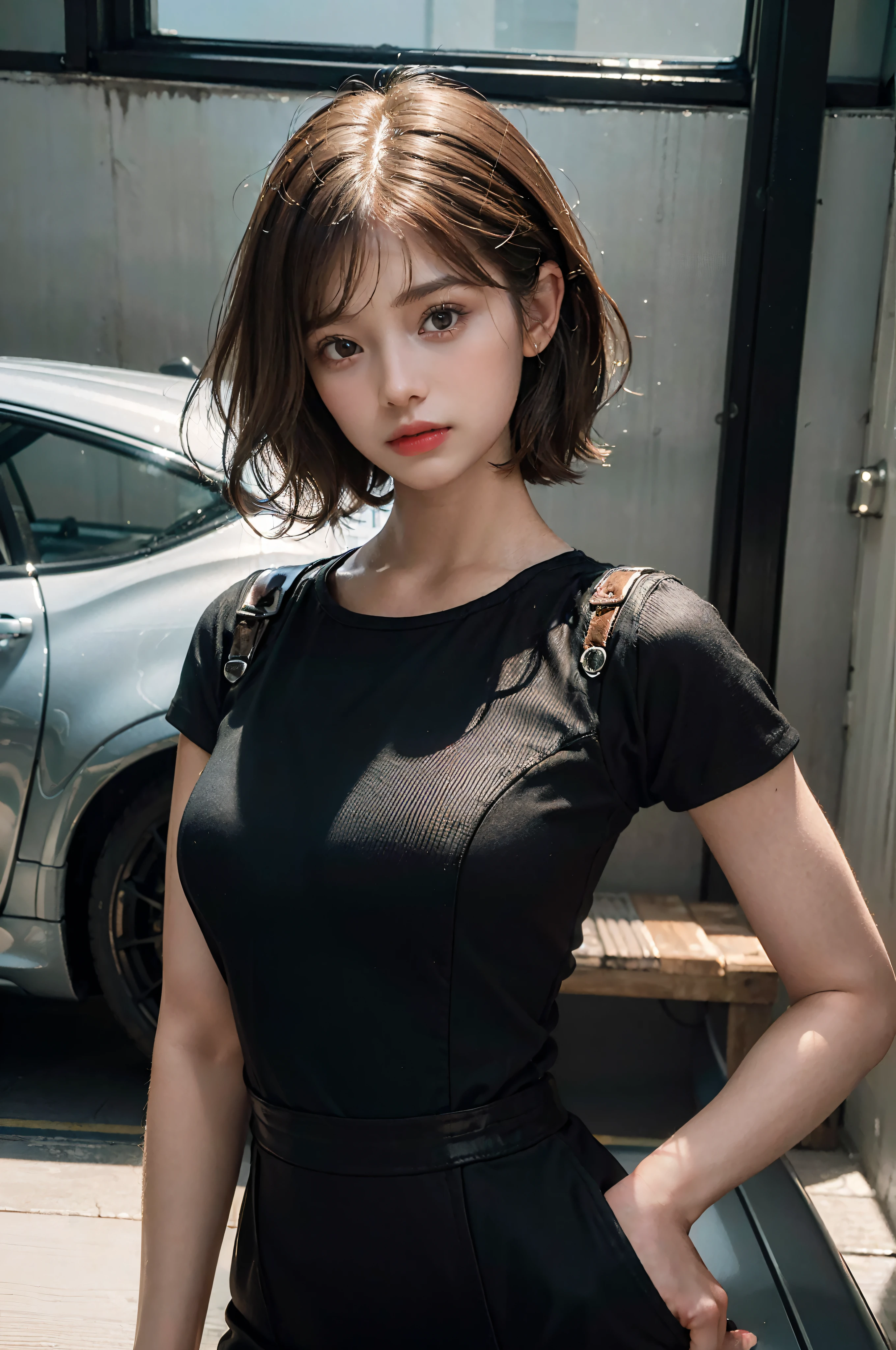 best quality,(RAW photo:1.2),(masterpiece:1.4),(photorealistic:1.4),(highres:1.4), 1girl, depth of field, Car Mechanic Girl With Stylish Short Brown Hair,Mechanic Suit, Multiple Poses And Expressions, Difference Angles, Character Sheets, In The Style Of Children Book Illustration, Intricately detailed,8k, extremely detailed, perfect lighting, Isolated On Pure White Background.
