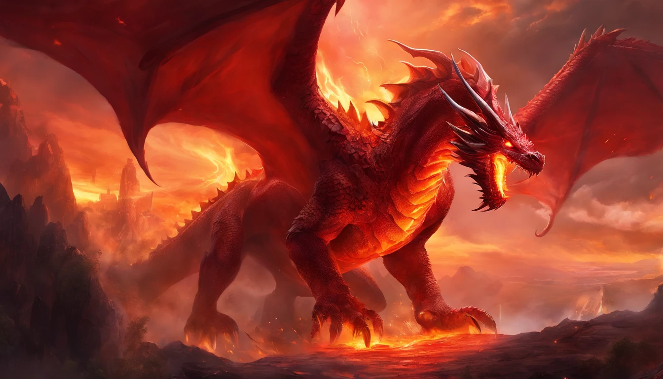 A colossal dragon with fiery wings ablaze, symbolizing fire and rebirth, exuding grandeur and awe, embodying the majestic and fearsome Phoenix Dragon