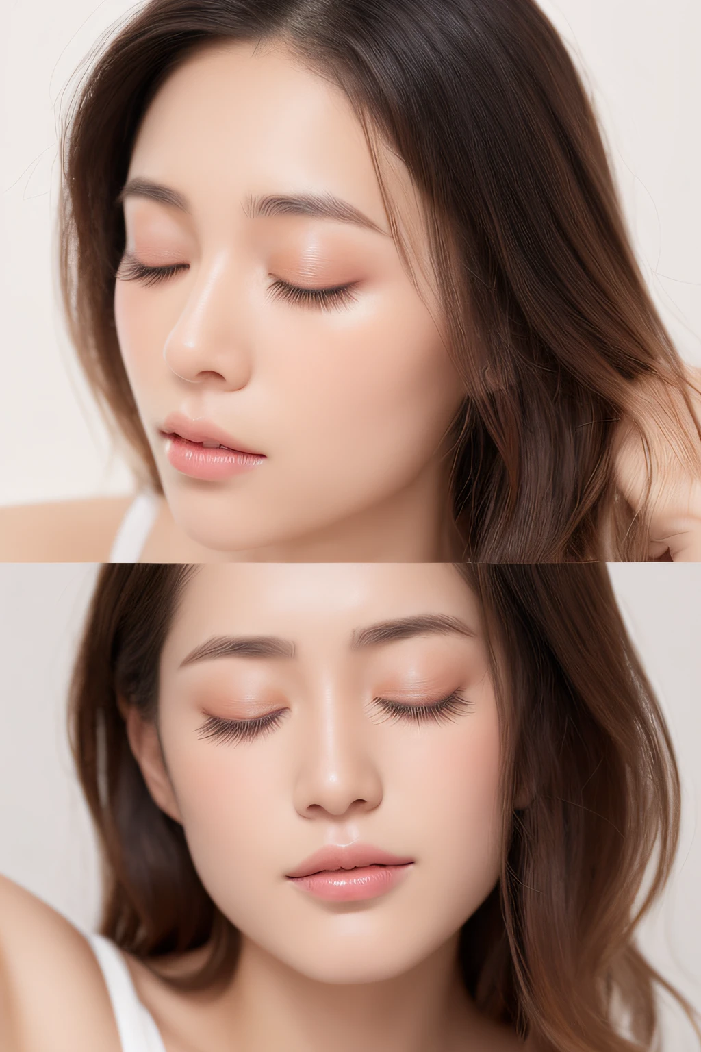 pubic hair beauty、Este、((eye lashes))、Asian woman with closed eyes、((Eyes))