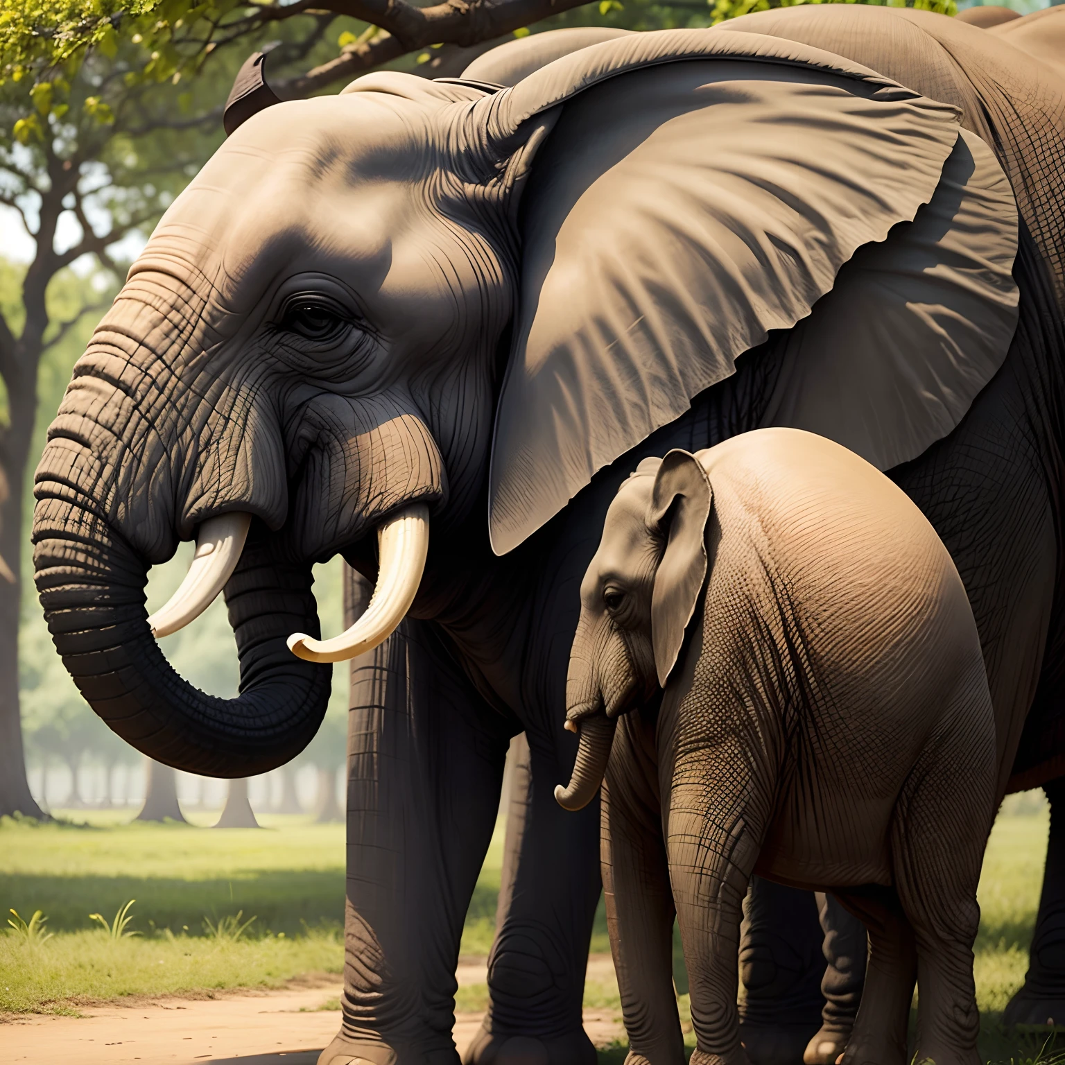 Elephant eating fruits on the tree