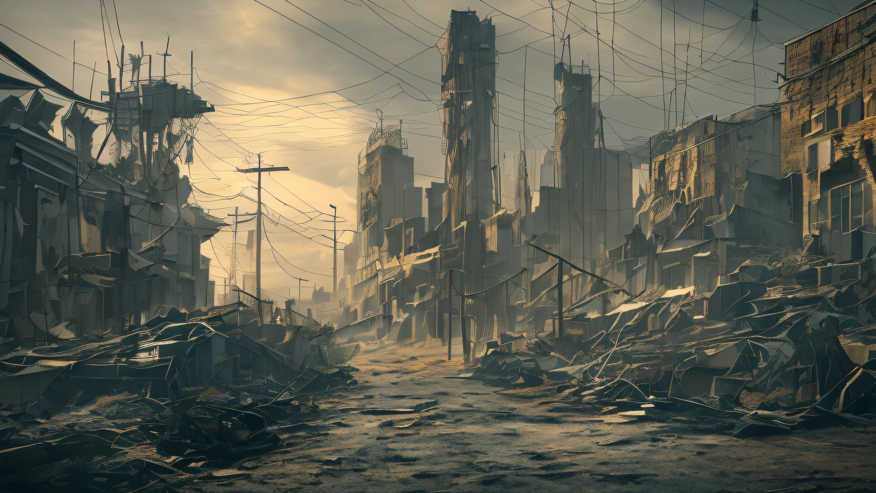 Some U landscapes.S. Apocalyptic style of the city, A hyper-realistic, 8K HD
