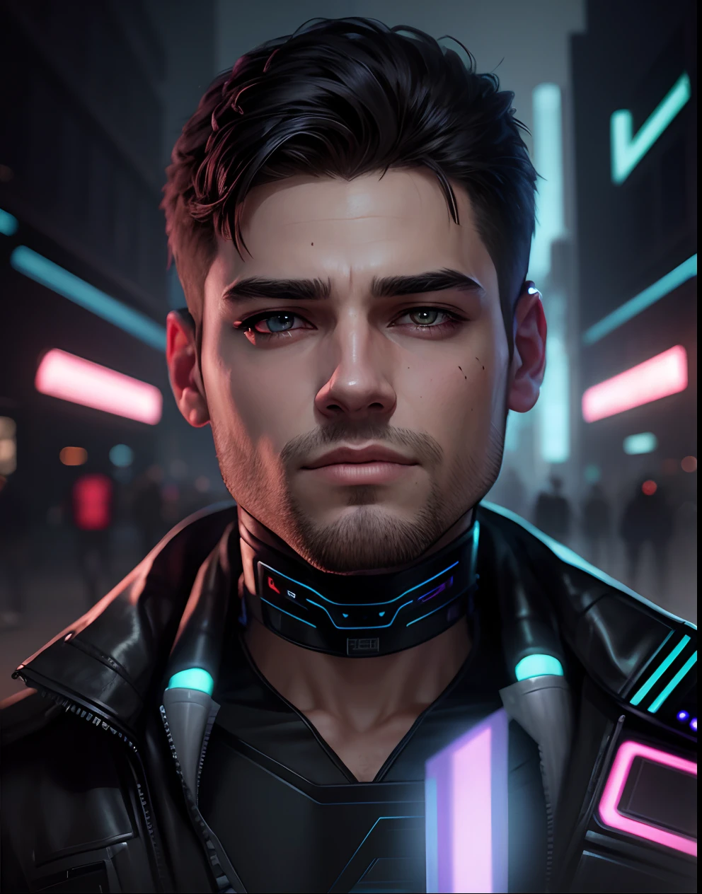 Change background cyberpunk handsome boy, realistic face, 8k, ultra realistic