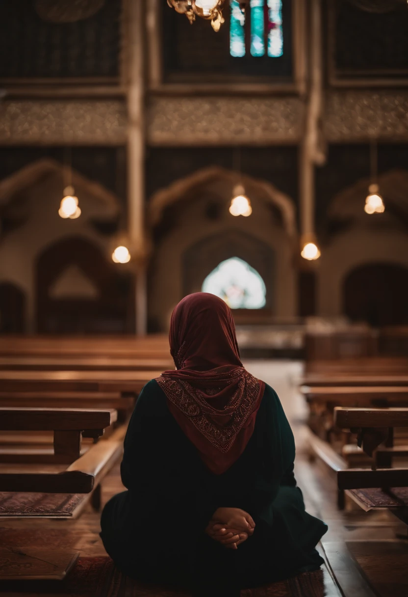 a girl wearing a hijab, getting groped in her private areas by multiple men while she is praying in a mosque, bend down, back shot
