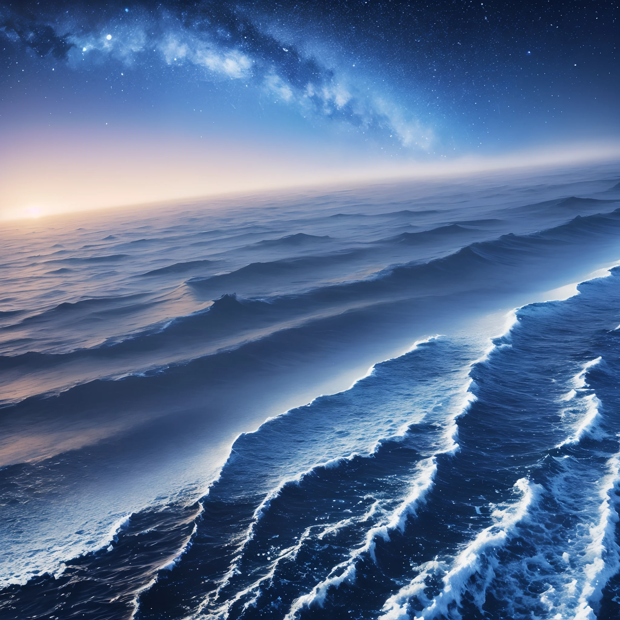 Blue Moon，8K wallpapers，extreme beautiful，winning artwork, View, Navy blue, Starry night sky