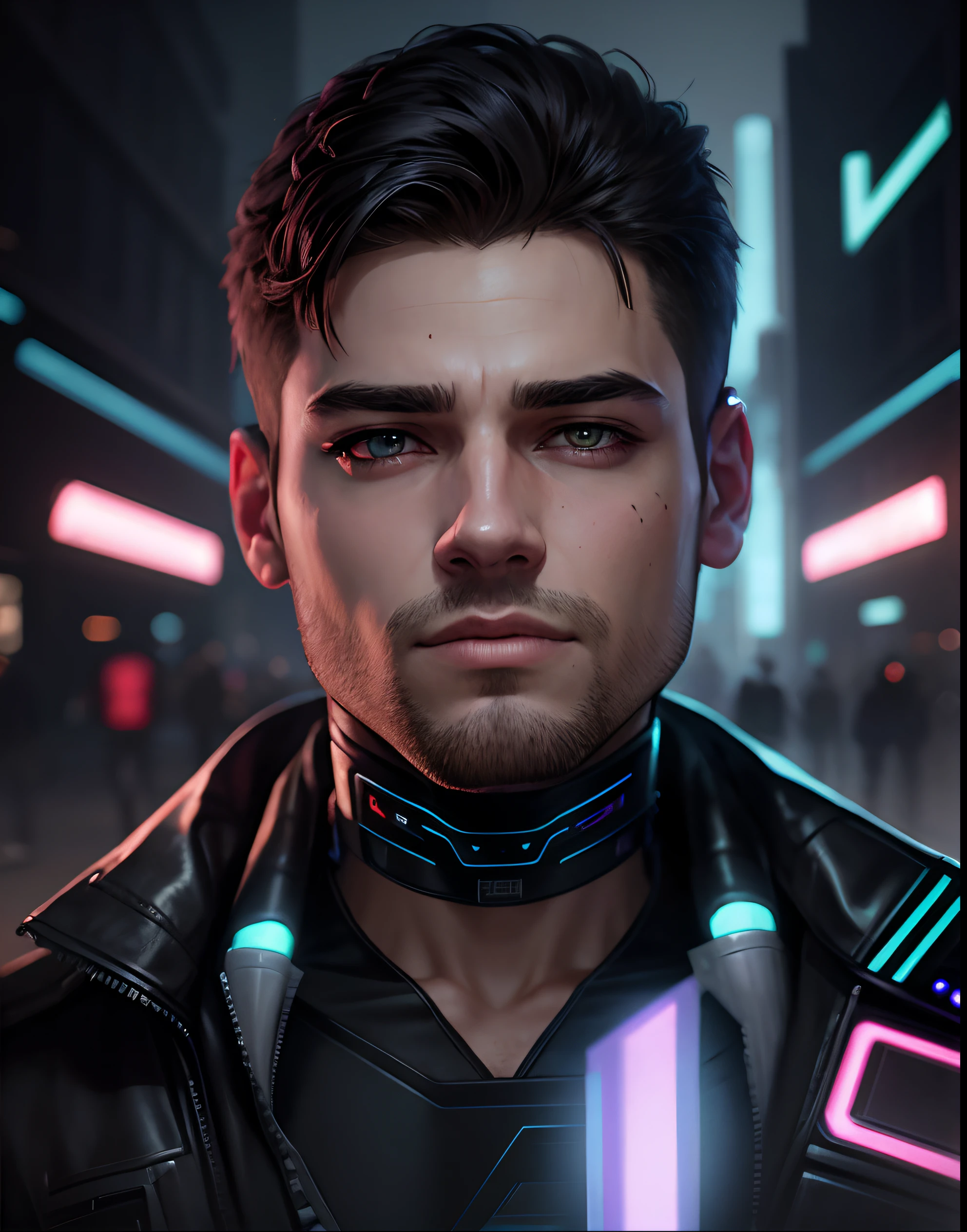 Change background cyberpunk handsome boy, realistic face, 8k, ultra realistic