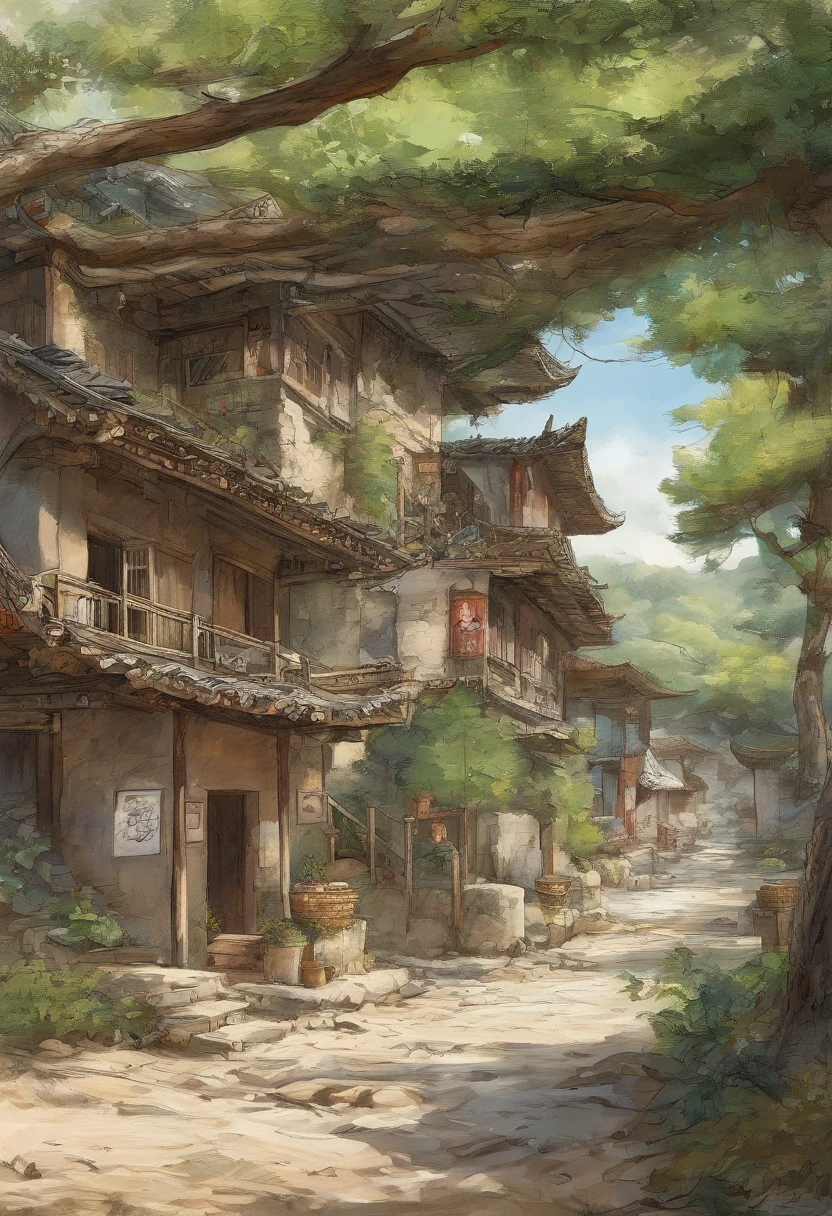 （（（Comic storyboard））），comic strip，Two-dimensional picture，Manhwa Style，Makoto Shinkai animation style，Makoto Shinkai animation film art style，Ultra-wide angle of view，China-style，Broken intestines are at the end of the world，Faraway view，Vivid and bright colors，super-fine，ultra - detailed，high qulity，8K ，oc rendered，dynamic viewing angle，Hyper-realistic，Hyper Real，Ultra photo realsisim