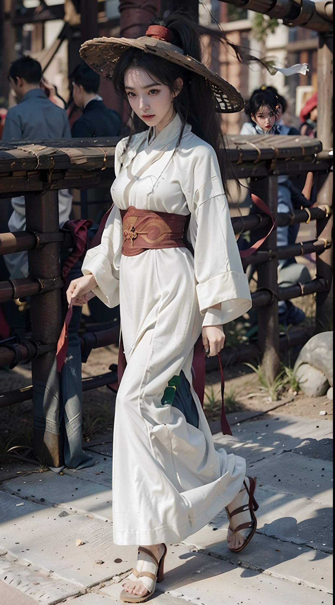 best quality,masterpiece,Ultra-high resolution,(photoactual:4:0)dark,In a cave,A Noble and Cold Eastern Woman,long hair shawl,Big breasts,thin waist,,Wearing a Black, Elegant and Alluring Jumpsuit,Hands and Feet Bound by Chains,Rune Array on the Chains,Sparkling,Movie Special Effects