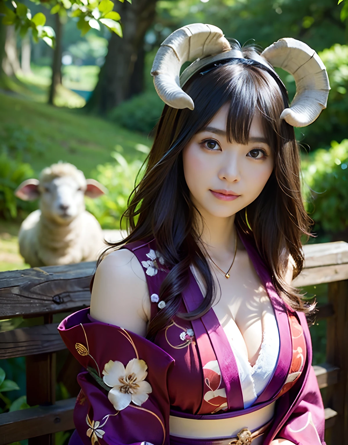 (((masutepiece))),Professional , masterpiece、top-quality、photos realistic , depth of fields 、Raw photo、1a person、glowy skin、(Vibrant poses)、(Black maple on the background of full bloom),(Ultimate Beauty)、A dark-haired、Mystical expression、ultrasharp、(shrine background)、(Kimono with beautiful pattern)、Walking、(Midnight background)、Beautiful hair ornament on the head、Armpit,(intense fighting),((Precipitous cliffs)),(Wear a beautiful kimono),(Wear a colorful and beautiful kimono)、cleavage of the breast、(Japan Castle Background)、Jewel Gold Weapon、Particles of light),(intense fighting)、Gorgeous gold weapons ,Castle background、(( Armpit)) , (a dark night),,(maikurobikini) 、((Black Haired Beautiful Girl))、Full Body Angle、(Castle background)、(demonic wings)、((Gangle's forest background))、Beautiful Caucasian beauty、1a person、dynamic ungle,(((two sheep horns on the head,,,)))、Smaller head、Idle Smile、Thin and beautiful female hands、Mystical expression、Light Effects、intense fighting、Wind-effect、magic circles、With the legendary magic wand、Dragon's tail、Anatomically correct fingers、Full Body Angle、Anatomically correct number of fingers、