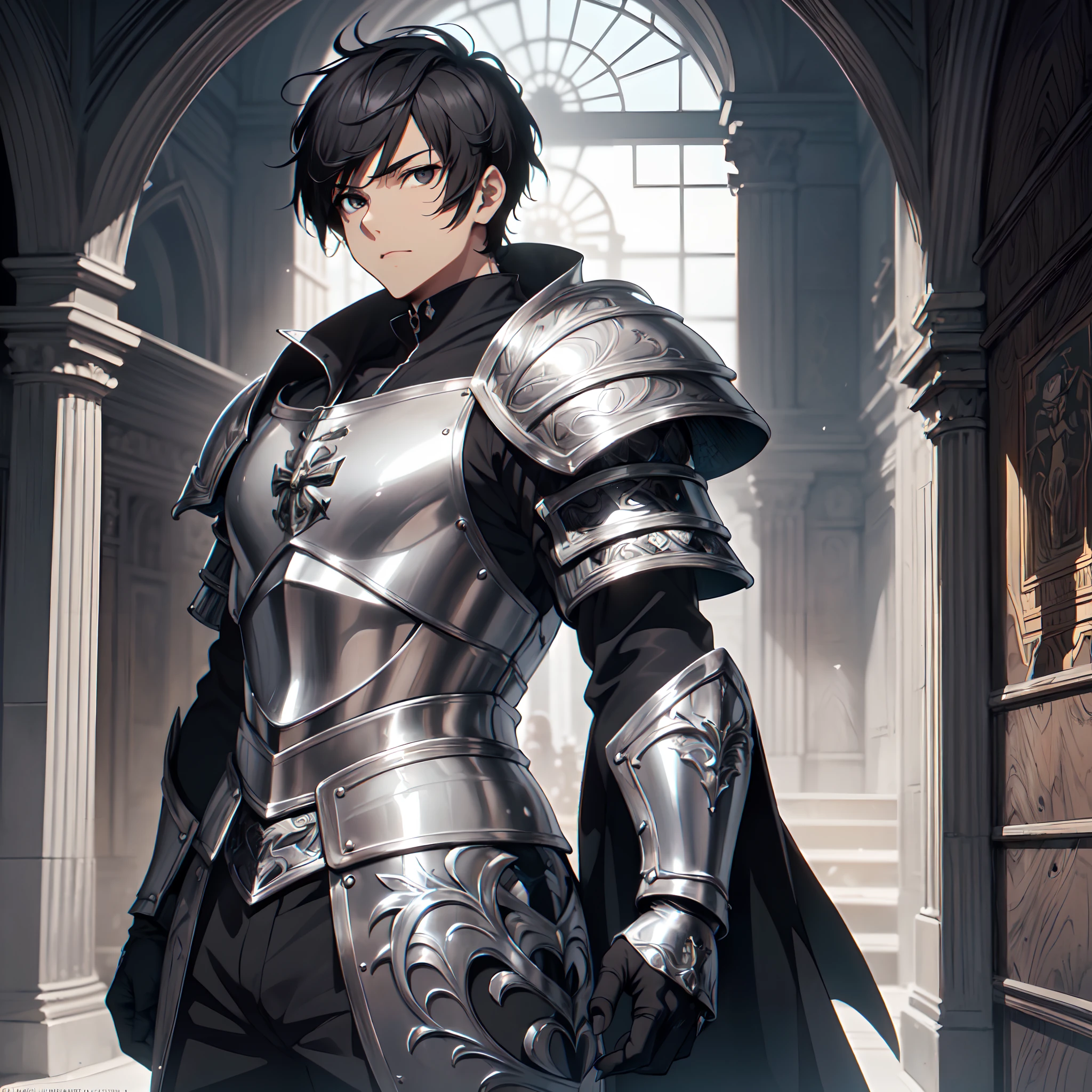 128K Ultra High Definition,
128K Ultra High Quality,
128K Ultra High Resolution,
Best Definition,
Best Quality,
Best Resolution,
Perfectly Detailed,
Perfectly Designed,
Extremely Detailed,
Extremely Designed,
Hyper Detailed,
Hyper Definition,
Hyper Quality,
Hyper Resolution,
Masterpiece,
(((Anime))),
Body Shot,
(((Boy))),
Handsome,
Muscular Body,
(((Black Short Hair))),
(((Black Eyes))),
(((Hyper Detailed & Perfectly Designed Silver Armor Plates))),
(((Hyper Detailed & Perfectly Designed Engraving Baron Armor))),
(((Inside Of Medieval Royal Palace Background Scenery))),