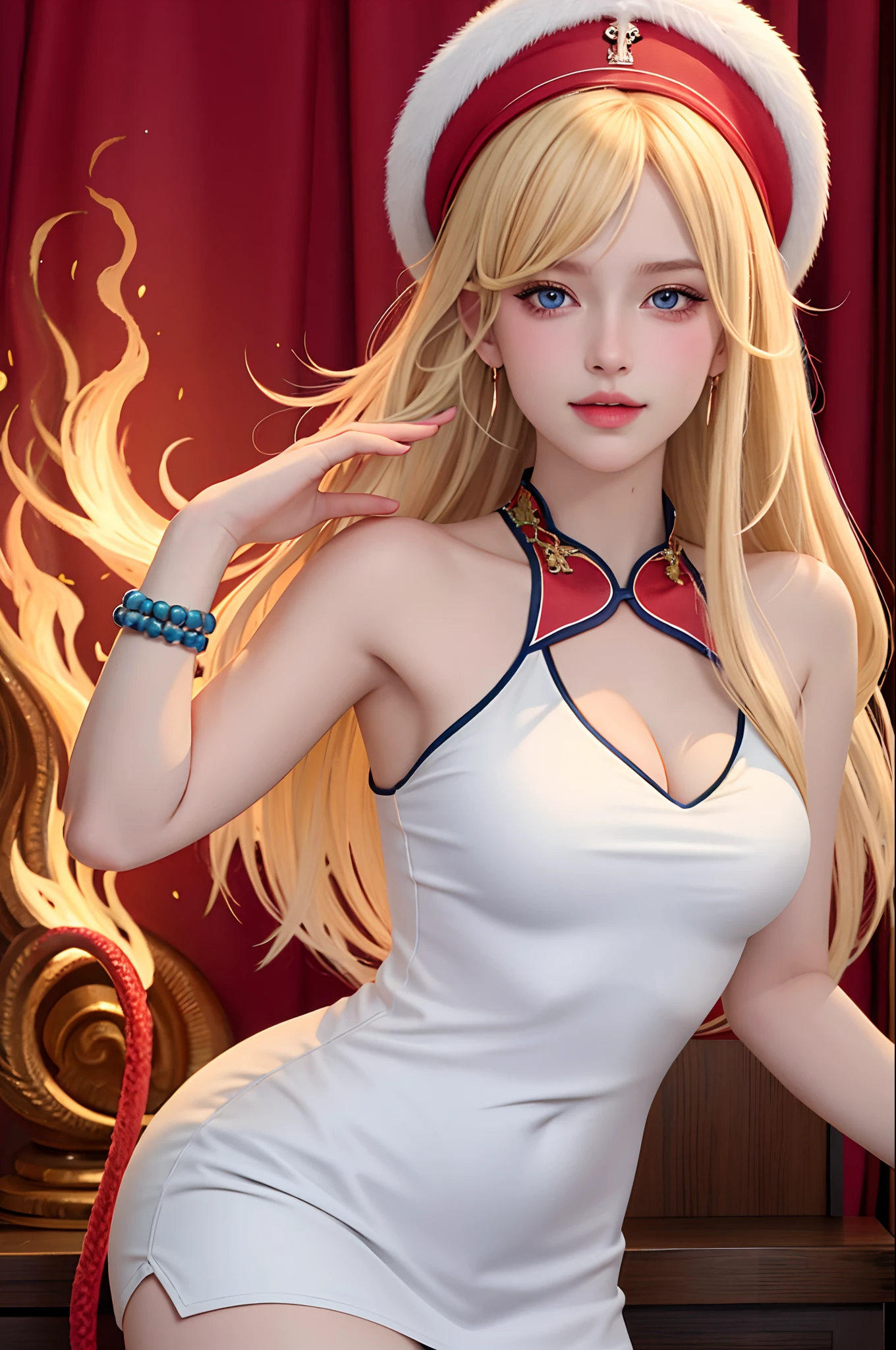 (Masterpiece, Best Quality, Very Detailed, 8K, Wallpaper, Ultra Detail), (RAW Photo: 1.2),
2 girls, perfect body proportions, solo, indoor, small head, breast enlargement, high heels, plastic material glowing white skin, pantyhose, pencil skirt, chinoiserie, red, lion dance