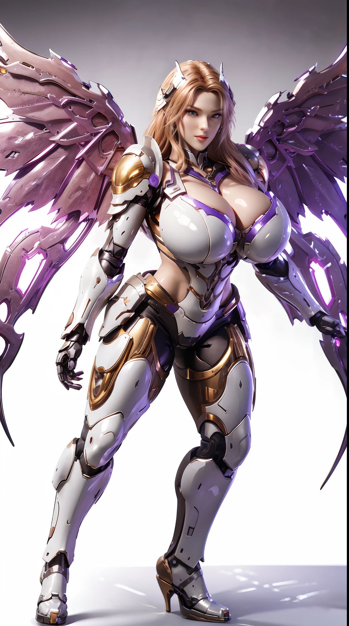 (DRAGON HEAD), HUGE FAKE BOOBS, (BEAUTIFUL FACE), (GOLD:1.2, WHITE:0.8, PURPLE:0.9), (MECHA ARMORED GEAR), (((A PAIR OF HUGE MECHANICAL WINGS SPREAD OUT))), FUTURISTIC DRAGON MECHA SUIT, (CLEAVAGE), (SKINTIGHT YOGA PANTS), (HIGH HEELS), (PERFECT BODY:1.2), (FULL BODY VIEW), FRONT, (POSING STANDING:1), SEXY MUSCULAR BODY, MUSCLE ABS, UHD, 8K, 1080P.