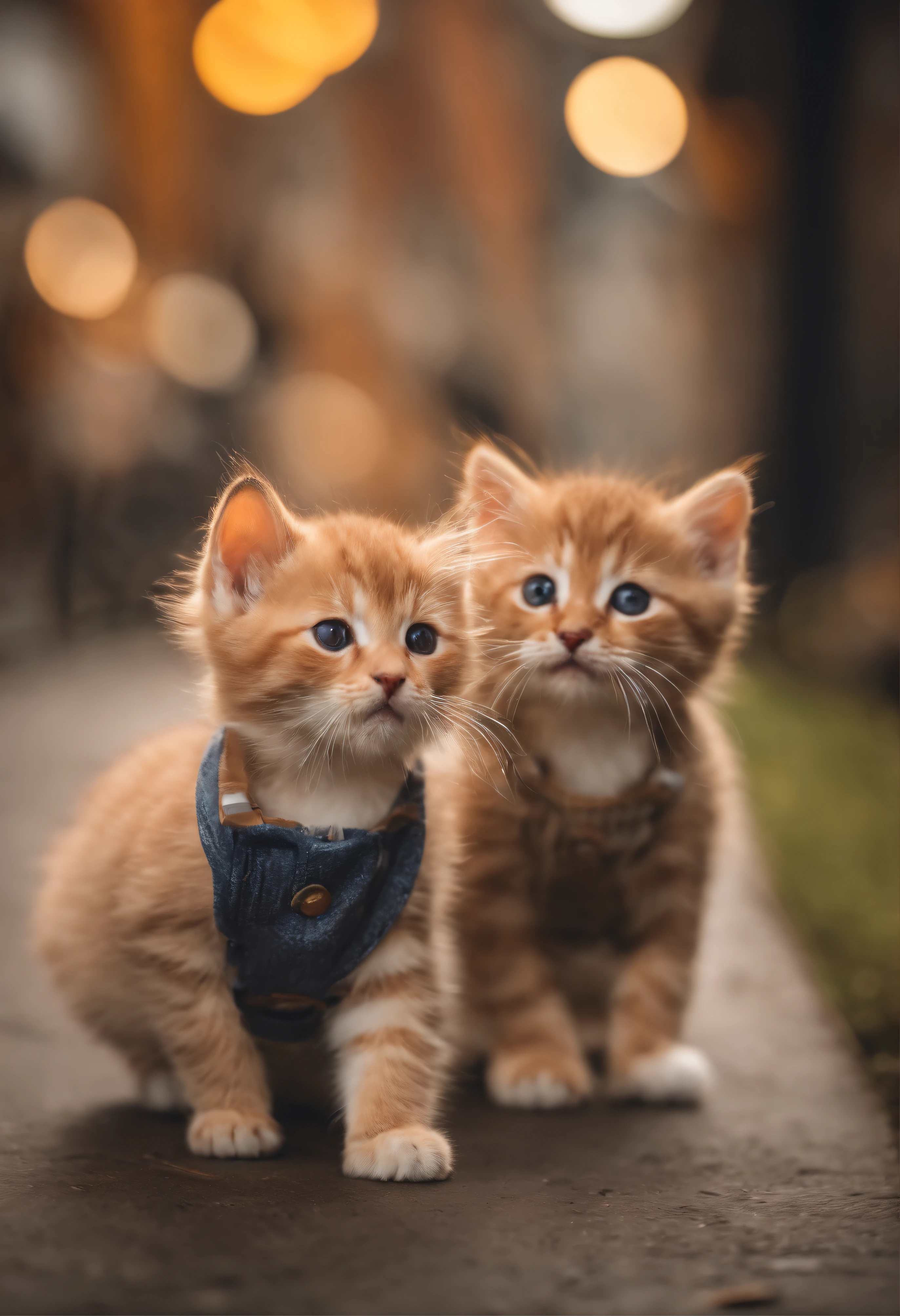 I have two little kittens, a cute little cat, cute kittens, Cutest, Incredibly cute, Adorable and cute, And cute and lovely. They are walking down the street with backpacks, Walking together, commute, Proudly walk down the street, And the cat is walking. They are cute in the style of 🍂 and 🍁, Adorable and cute, Cute and adorable, oh, nice and cute. They are known as real-life Tom and Jerry.