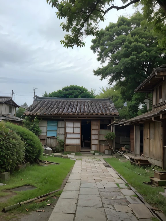 ((top-quality、in 8K、masterpiece、ruinview:1.3)), Photorealsitic, foco nítido, hightquality, HDTV, ruin of japanesehouse, Abandoned village in Japan, ((nobody)),