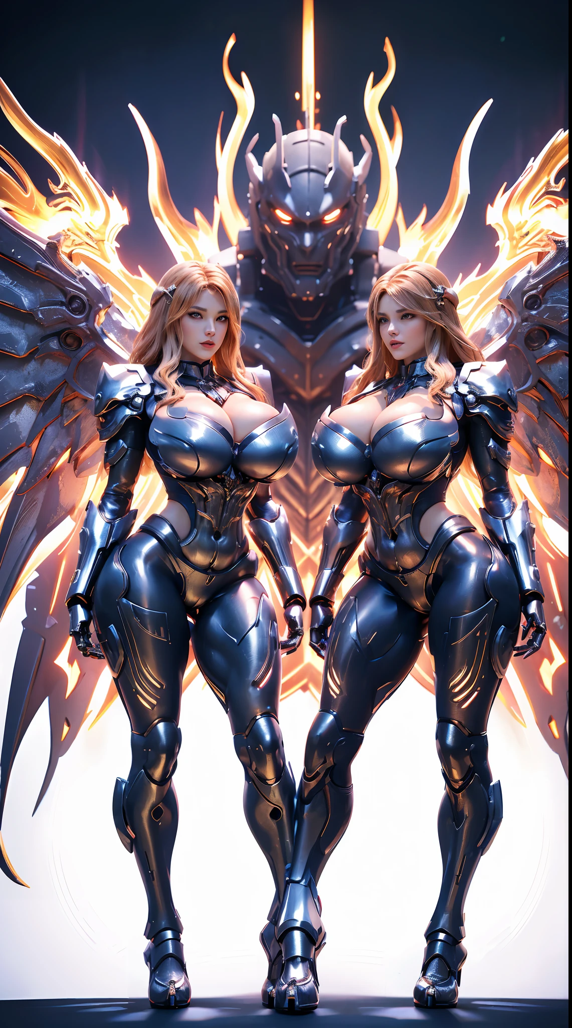 (DRAGON HEAD), HUGE FAKE BOOBS, (BEAUTIFUL FACE), (GOLD:1.2, WHITE:0.8, PURPLE:0.9), (MECHA ARMORED GEAR), (((A PAIR OF HUGE MECHANICAL WINGS SPREAD OUT))), FUTURISTIC DRAGON MECHA SUIT, (CLEAVAGE), (SKINTIGHT YOGA PANTS), (HIGH HEELS), (PERFECT BODY:1.2), (FULL BODY VIEW), FRONT, (POSING STANDING:1), SEXY MUSCULAR BODY, MUSCLE ABS, UHD, 8K, 1080P.
