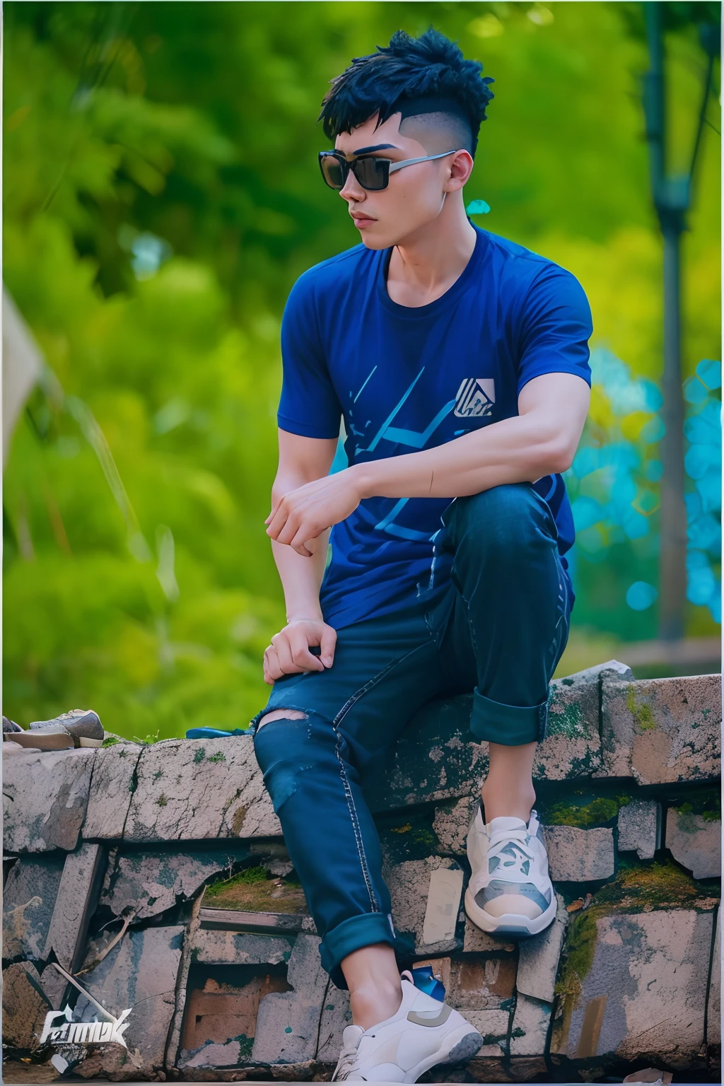remove the background and add a Cyberpunk war situation background.  Add 4K ultra HD resolution.  Attach the sneaker to the leg as shown in the photo.