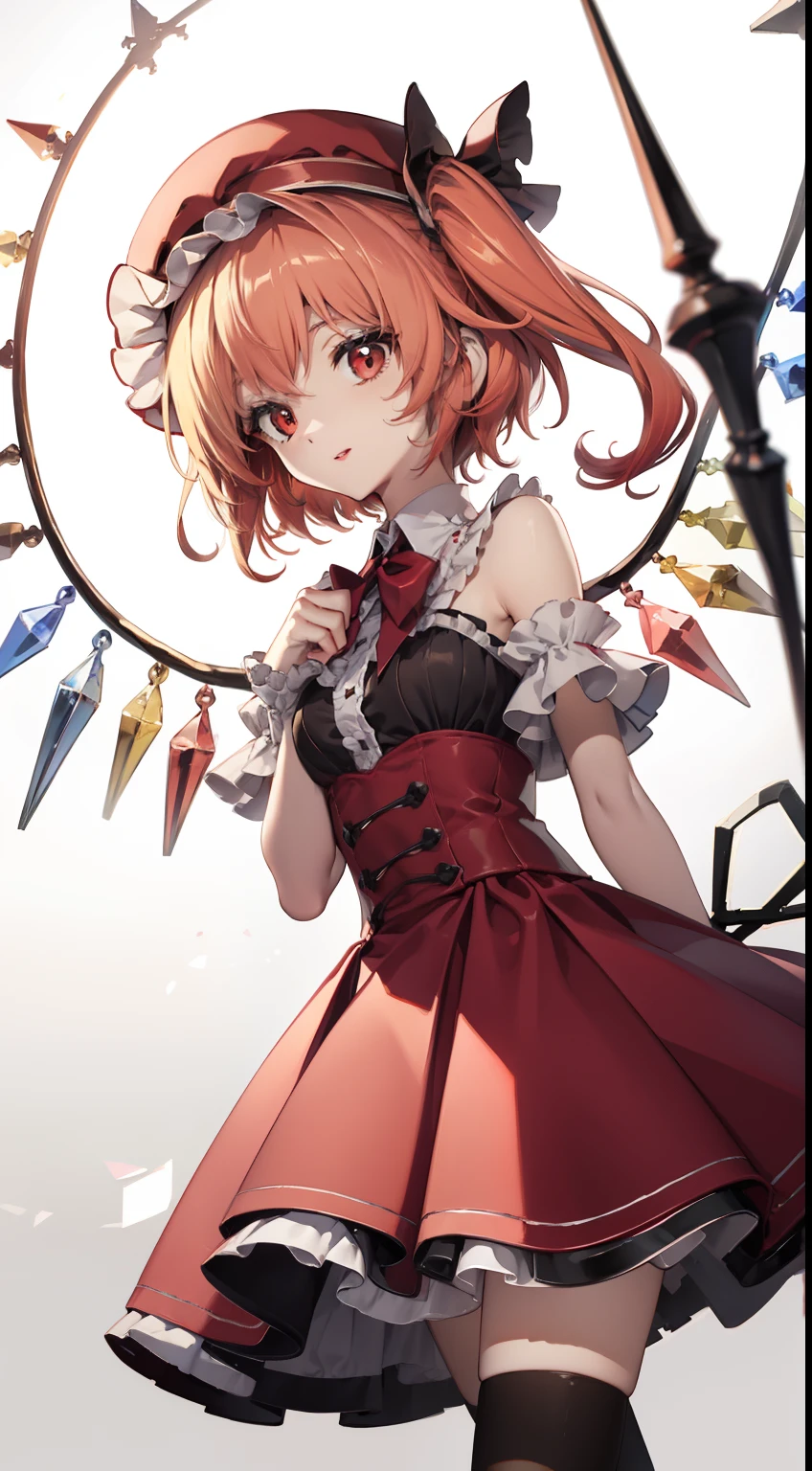 Flandre Scarlet Sky hat stands looking into the camera night