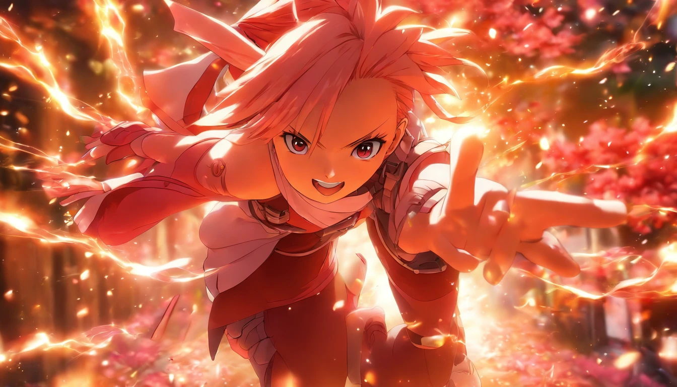 Cinematic scene, hero view, female warrior, action pose, detailed background, masterpiece, best quality, high quality, absurdres mikumikudance, 3d <lora:mikumikudance_medium:1>
