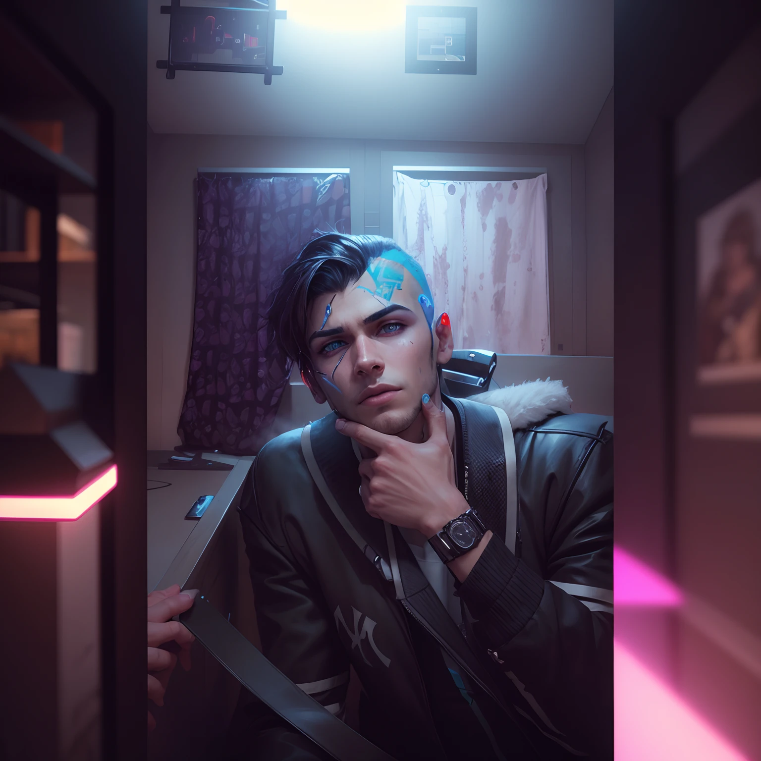 Change cyberpunk handsome boy, realistic face, 8k, ultra realistic