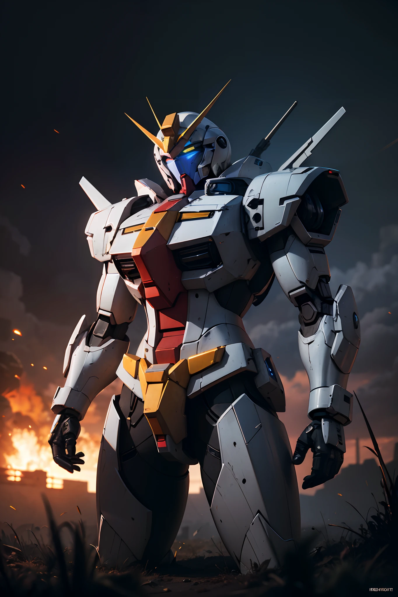 A highly detailed cyber punk gundam techomancer, high quality, cg art, 8k, fantasy and cyber punk aesthetics