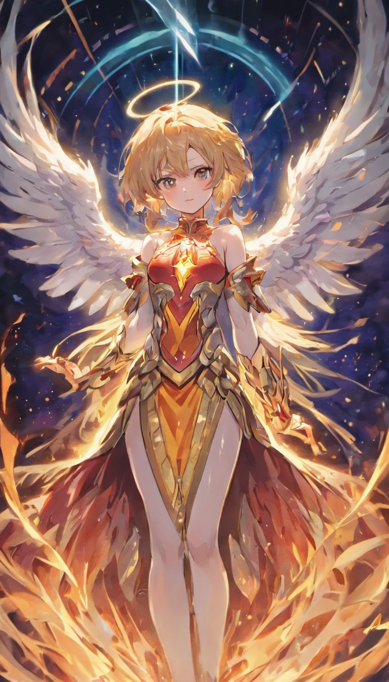 （Divine bird），（Fire Phoenix），（The fire light outlined the body of the phoenix)，The phoenix flaps its wings，(Shining with golden light)，Solo,nigth,Multiple silhouettes，First-person elevation angle，super detailing，best qualtiy，Masterpiece，（8K)，Extremely detailed，Epic artwork