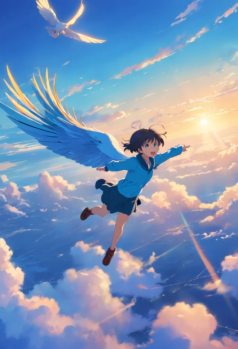 Blue bird flying in the sky