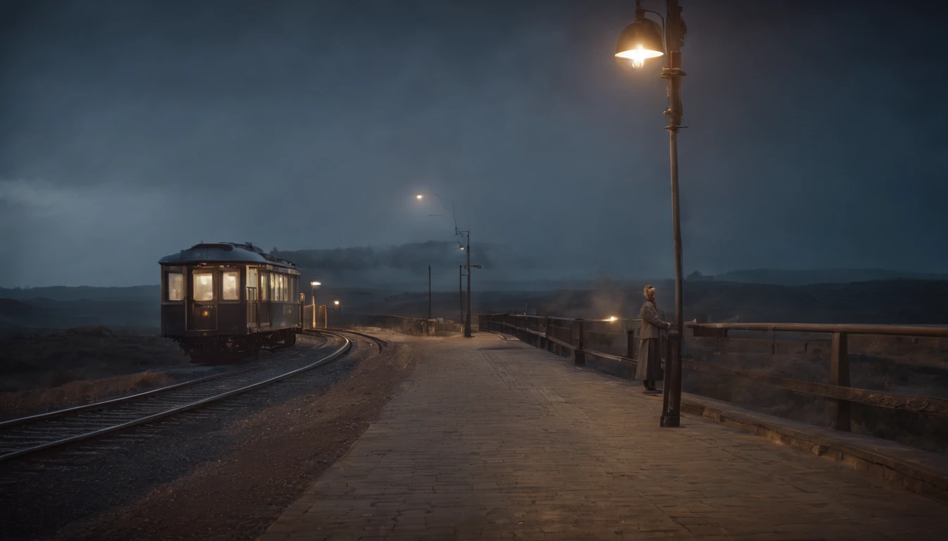 Midnight station,A platform with no one,silence