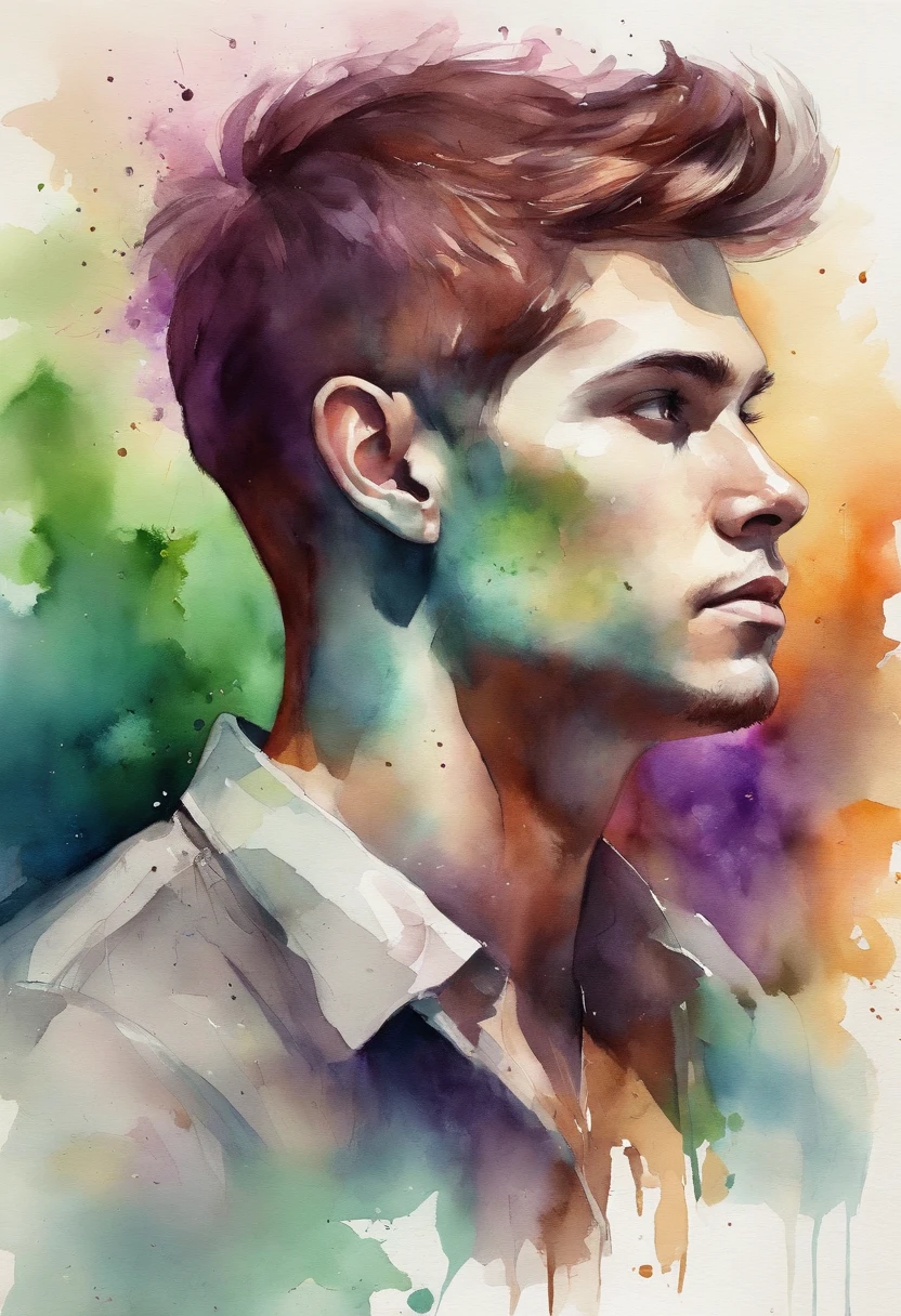 Agnes Cecile's man, luminous design, pastel colors, ink drops, autumn lights