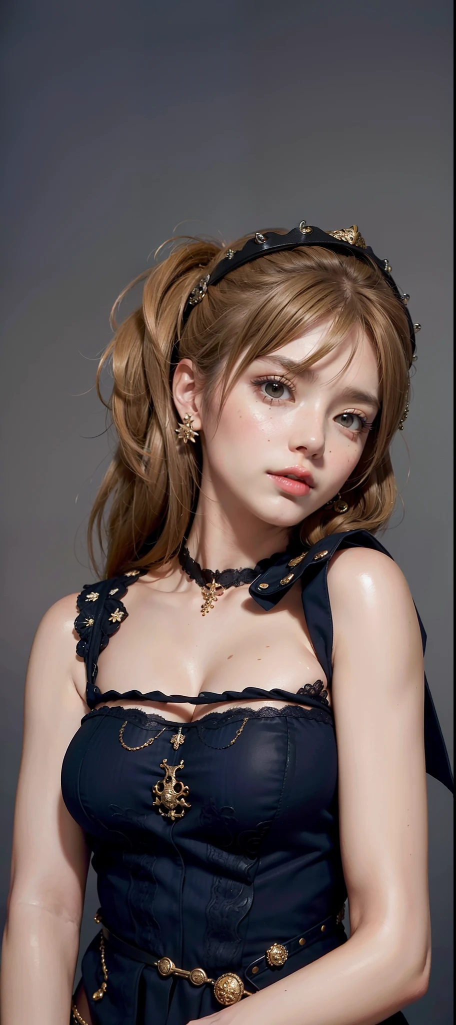 Best quality, masterpiece, big boobs, (large breasts), detailed skin texture, detailed cloth texture, detailed face, super detail, 8k, intricate detail, 1girl, yellow brown hair