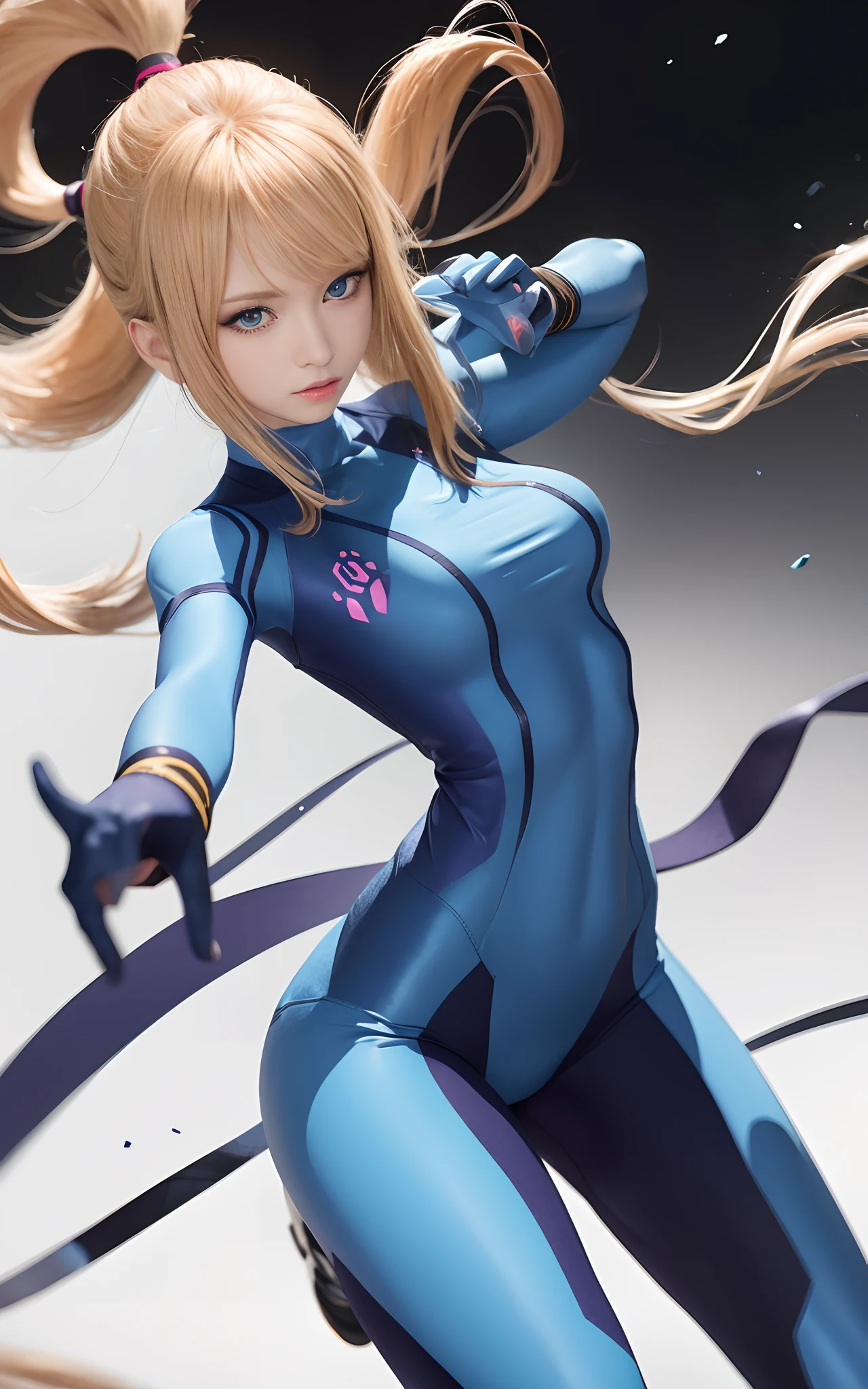 zero suit samus, blue eyes, waistshot, zero suit, pantyhose