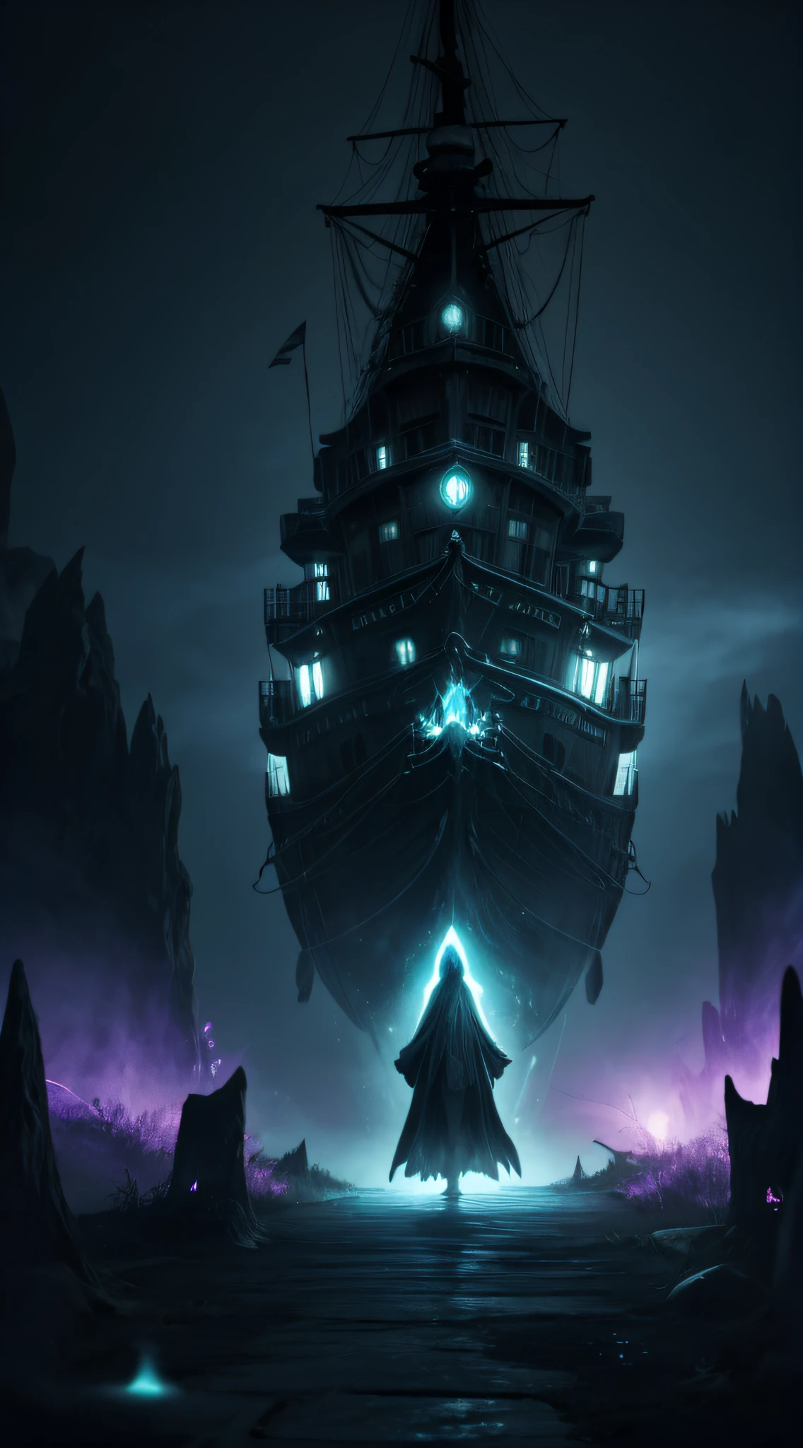 (best quality,4k,highres:1.2),ultra-detailed,realistic,photorealistic:1.37,spectral crew members,ghost ship,otherworldly aura,dark atmosphere,eerie lighting,haunting presence,ethereal forms,translucent figures,mysterious entities,ghostly shadows,spectral glow,lost souls,phosphorescent colors,supernatural beings,enigmatic vessel,paranormal activity,haunted ship,dense fog,uncanny ambiance,spectral mist,unsettling energy,supernatural realm,phantasmal appearance,sublime eerie beauty,spiritual essence,pervasive presence,ominous aura,otherwordly atmosphere,spooky whispers,haunting whispers,mystical ship,twilight shadows,glimmering apparitions,luminous specters,ghastly silhouettes,ethereal emanations,immaterial forms,elusive crew,transcendent spirits,phantasmagoric figures